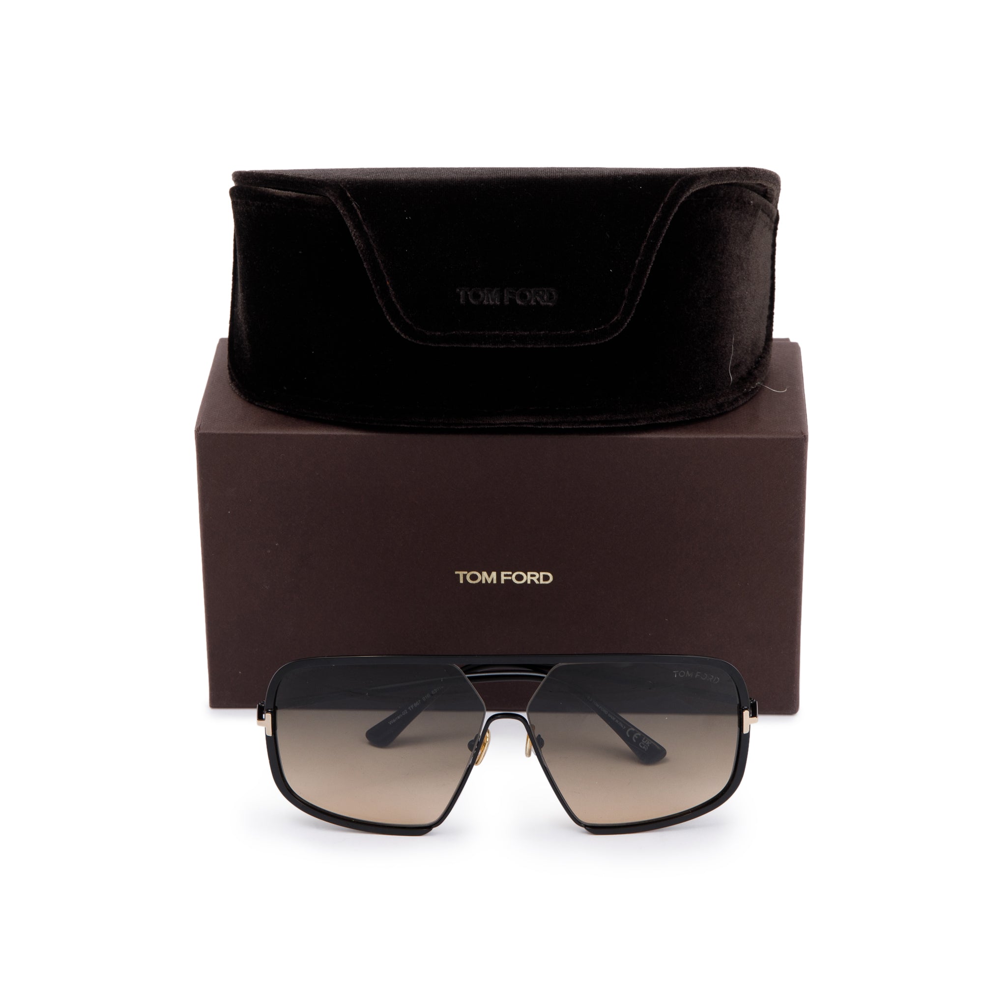 Tom Ford TF867 Black Warren-02 Oversize Sunglasses w/ Box & Case