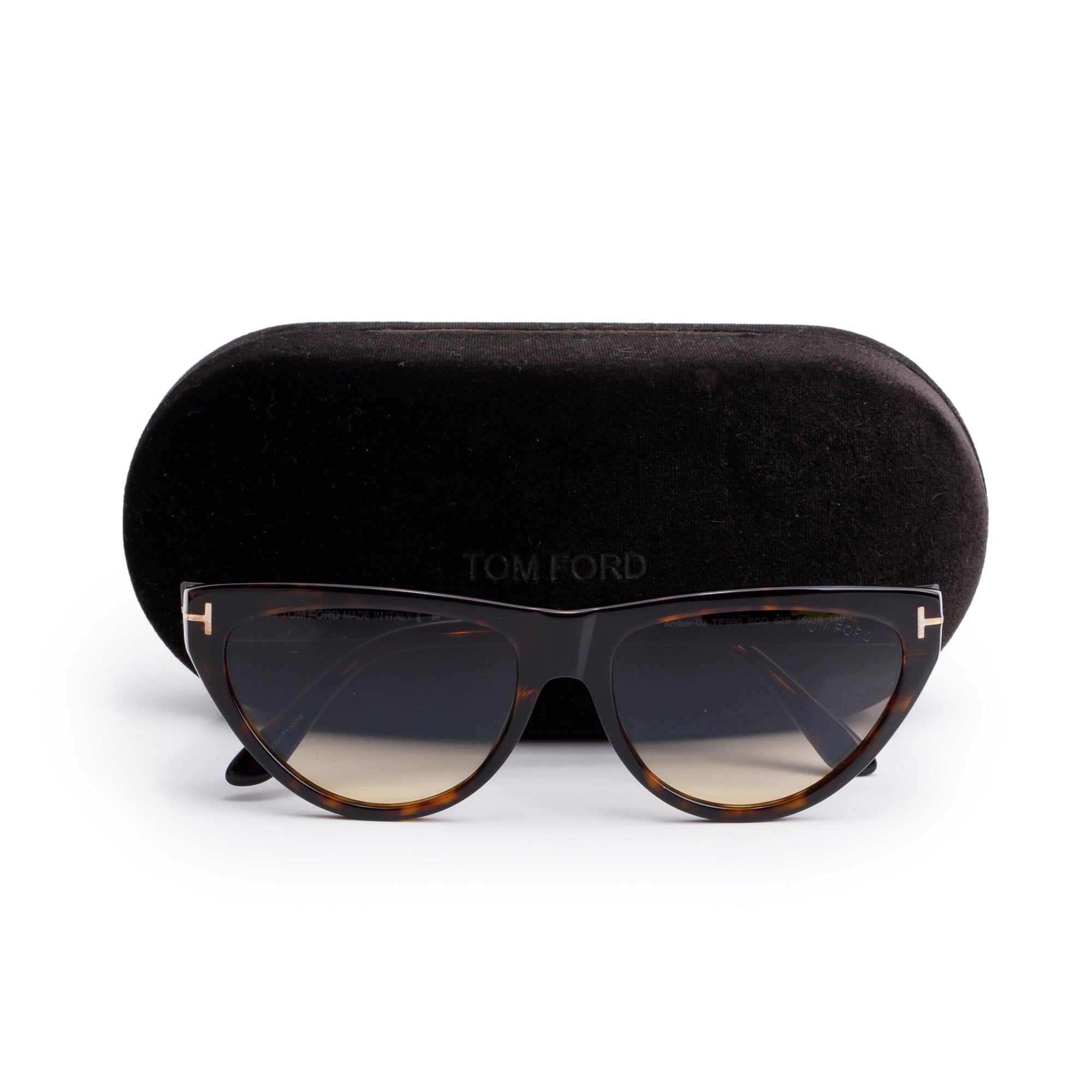 Tom Ford TF990 Havana Acetate Amber-02 Sunglasses w/ Case