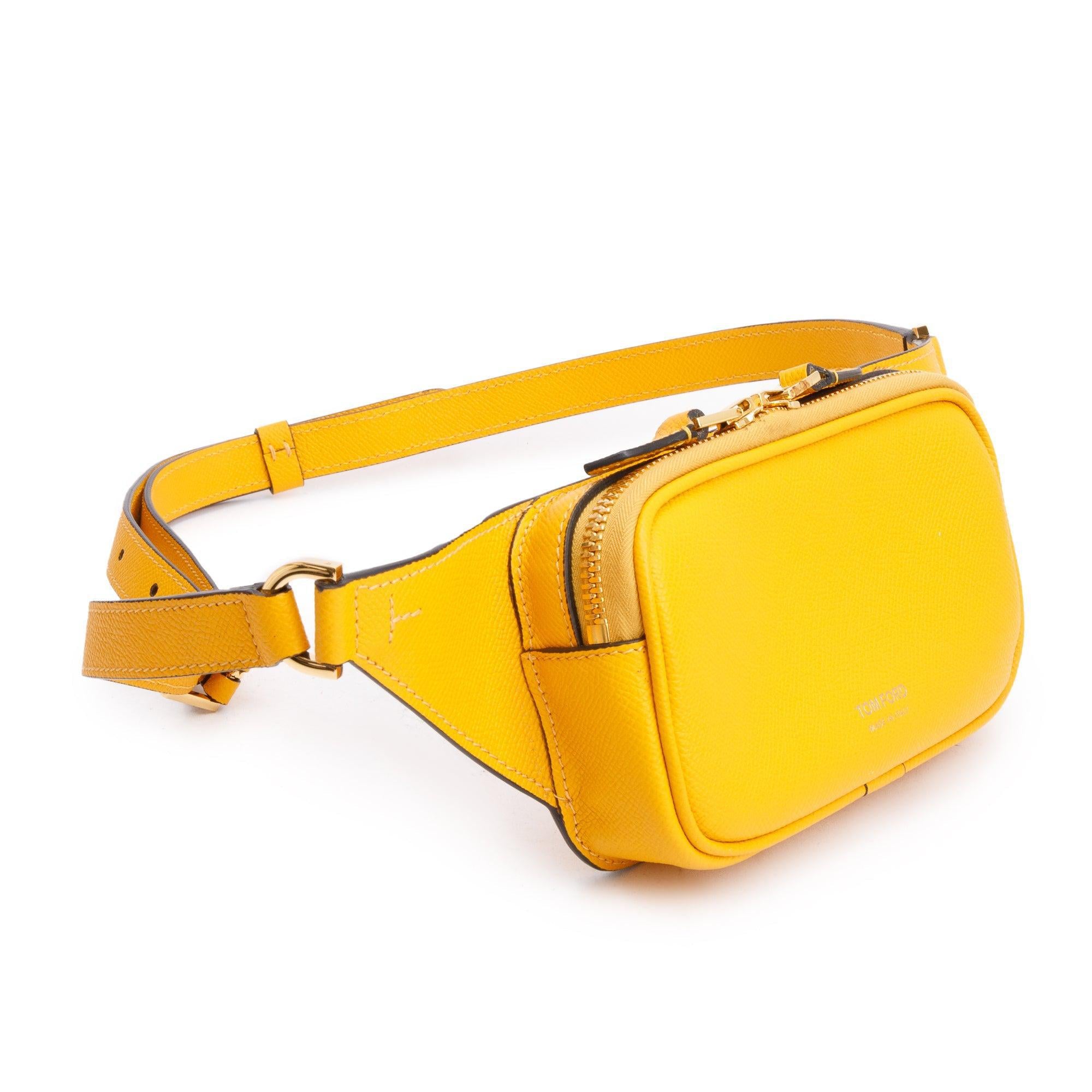 Tom Ford Yellow Grained Calfskin Leather Belt Bag