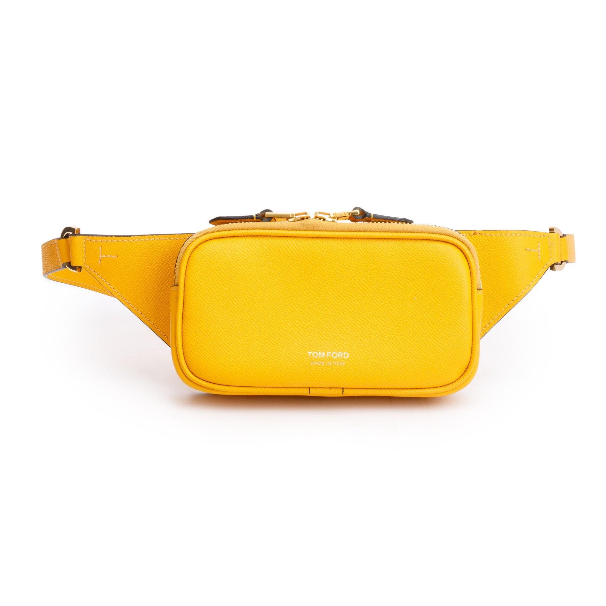 Tom Ford Yellow Grained Calfskin Leather Belt Bag