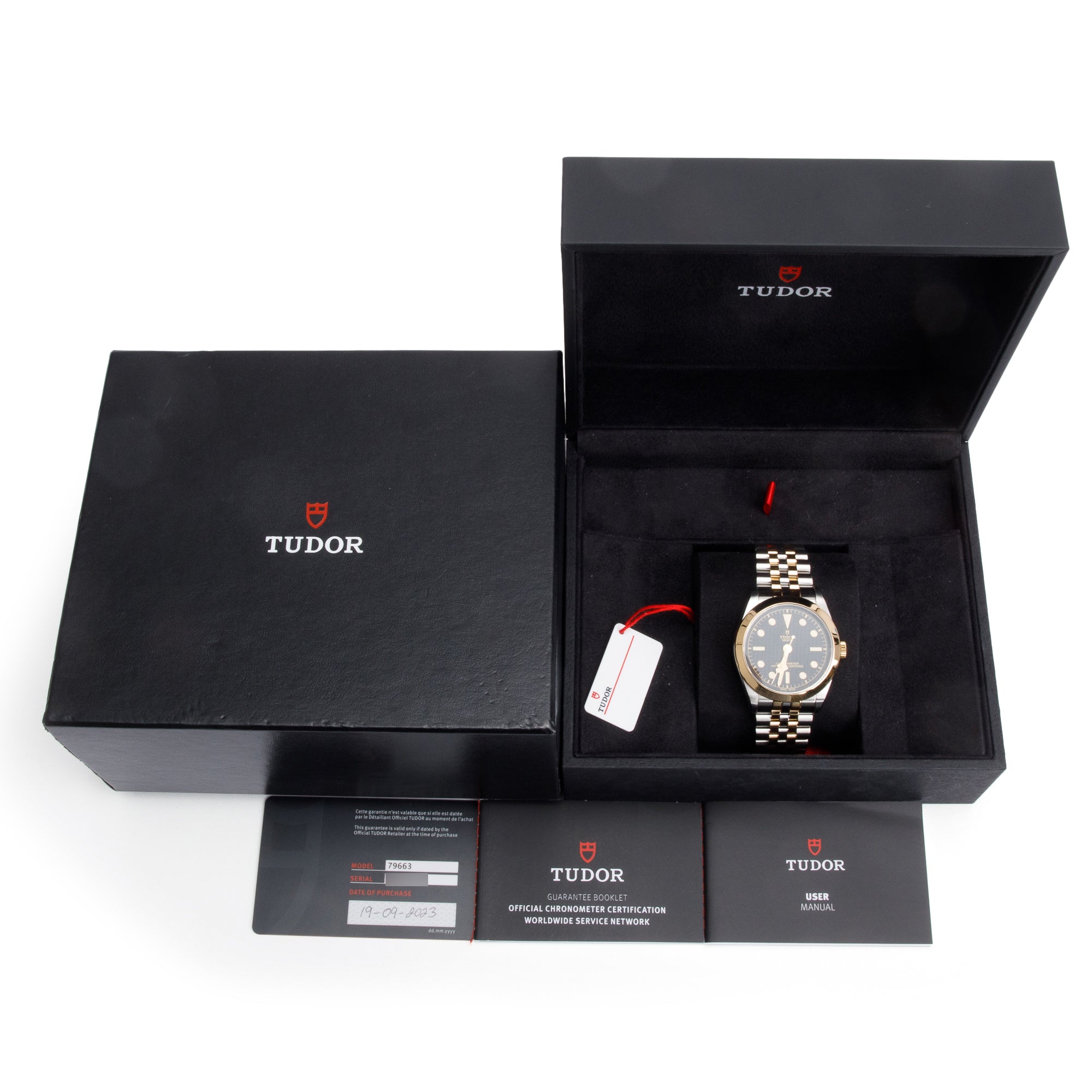 Tudor 2023 Stainless Steel & 18k Yellow Gold Black Bay Black Dial 39 MM Automatic Watch 79663 w/ Box & Papers