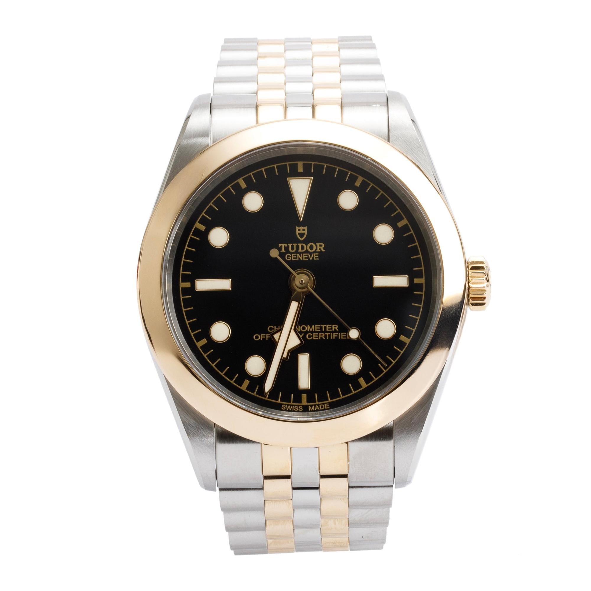 Tudor 2023 Stainless Steel & 18k Yellow Gold Black Bay Black Dial 39 MM Automatic Watch 79663 w/ Box & Papers