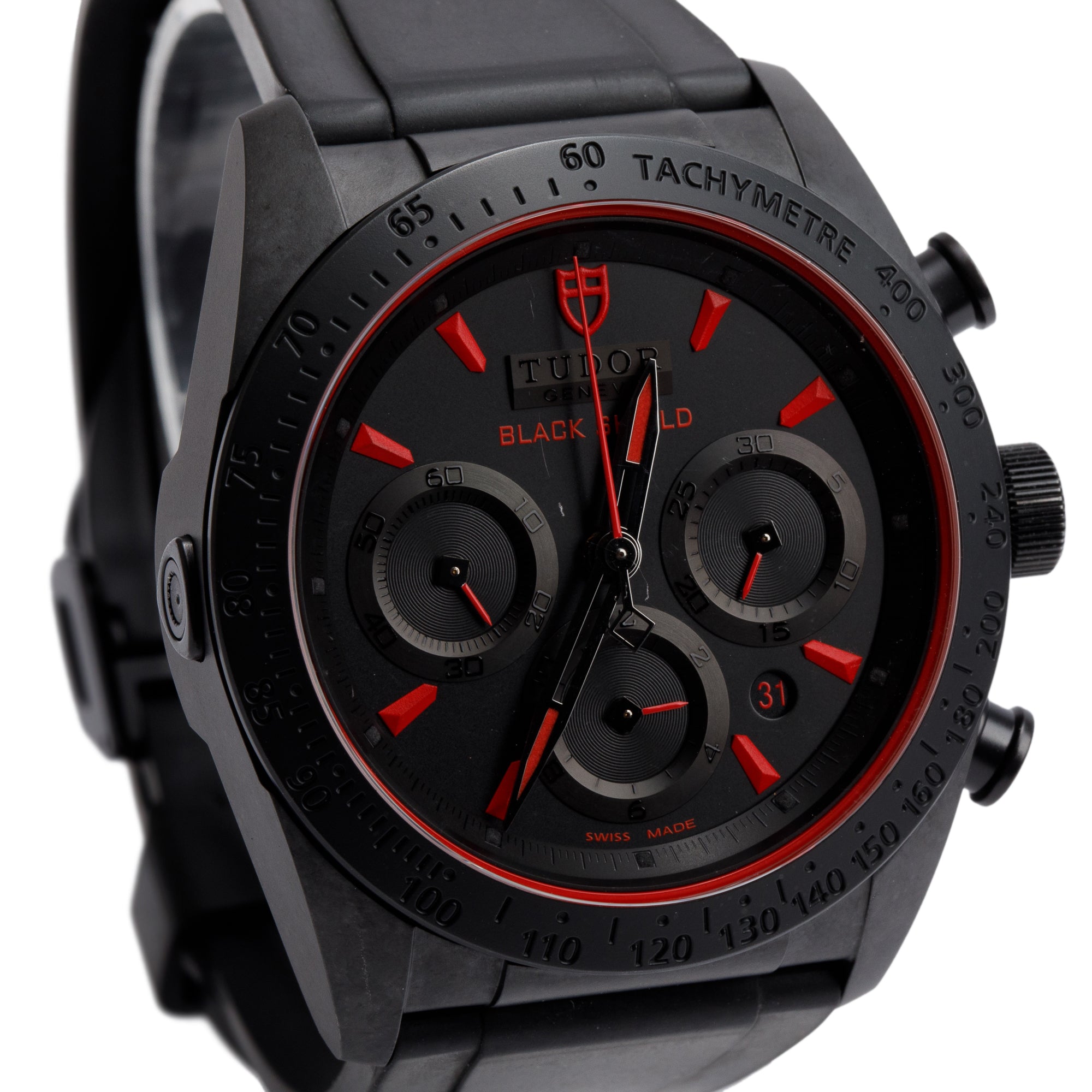 Tudor Black Ceramic Fastrider Black Shield Red Dial 42 MM Chronograph Automatic Watch 42000CR w/ Box & Papers