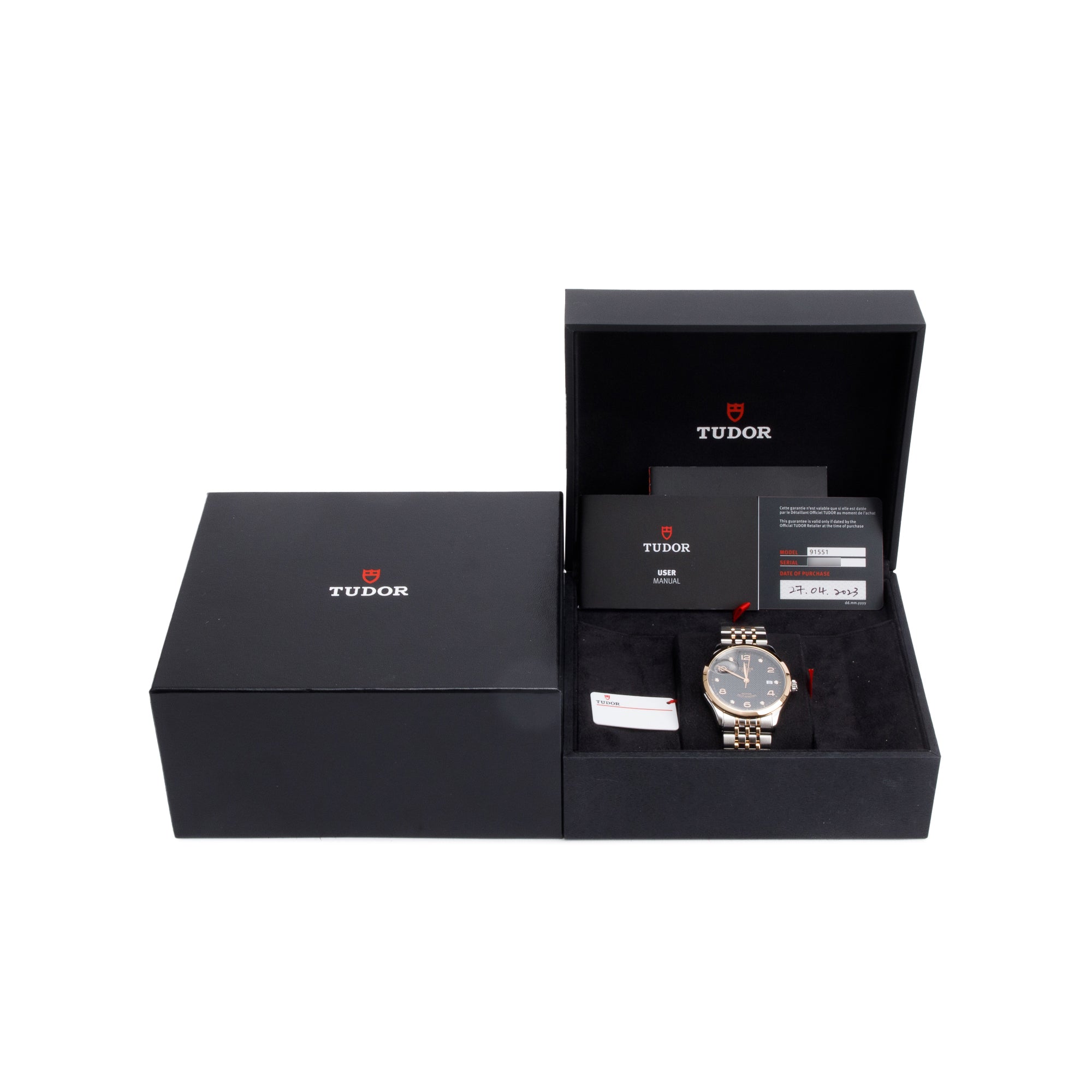 Tudor Stainless Steel & 18k Rose Gold Diamond Dial 1926 39 MM Automatic Watch 91551 w/ Box & Papers
