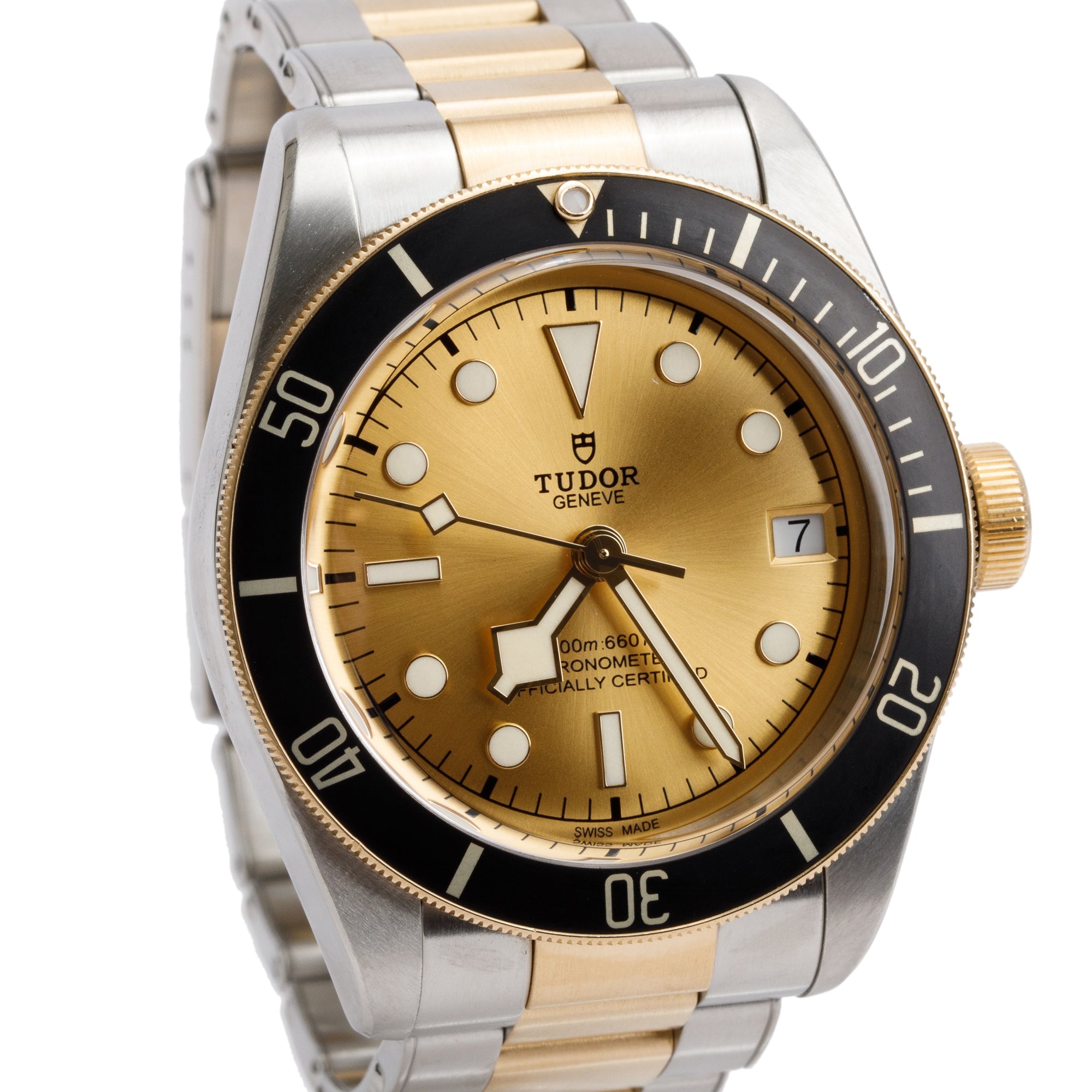 Tudor Stainless Steel & 18k Yellow Gold Black Bay 41 MM Automatic Watch 79733N w/ Box & Papers