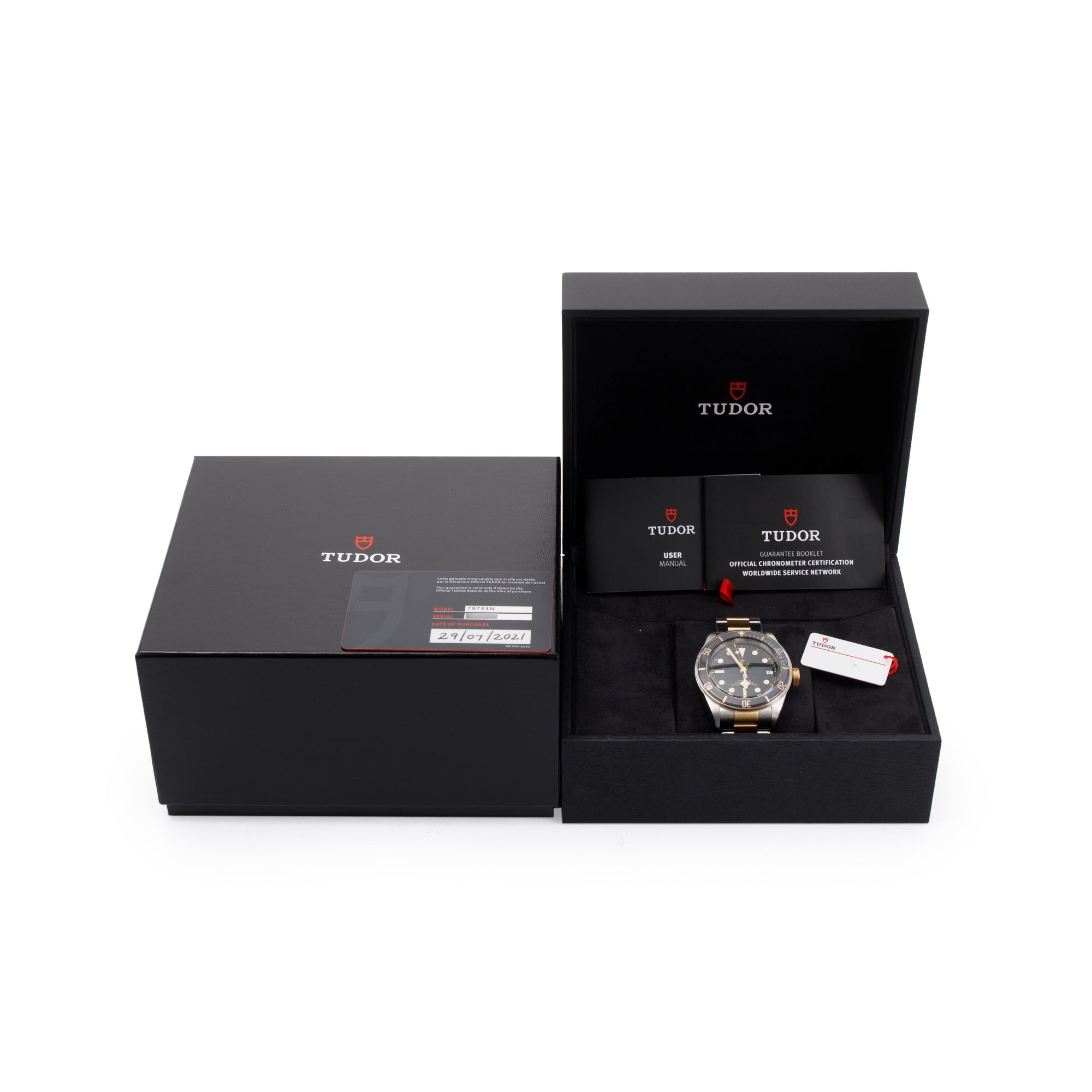 Tudor Stainless Steel & 18k Yellow Gold Black Bay 41 MM Automatic Watch w/ Box & Papers