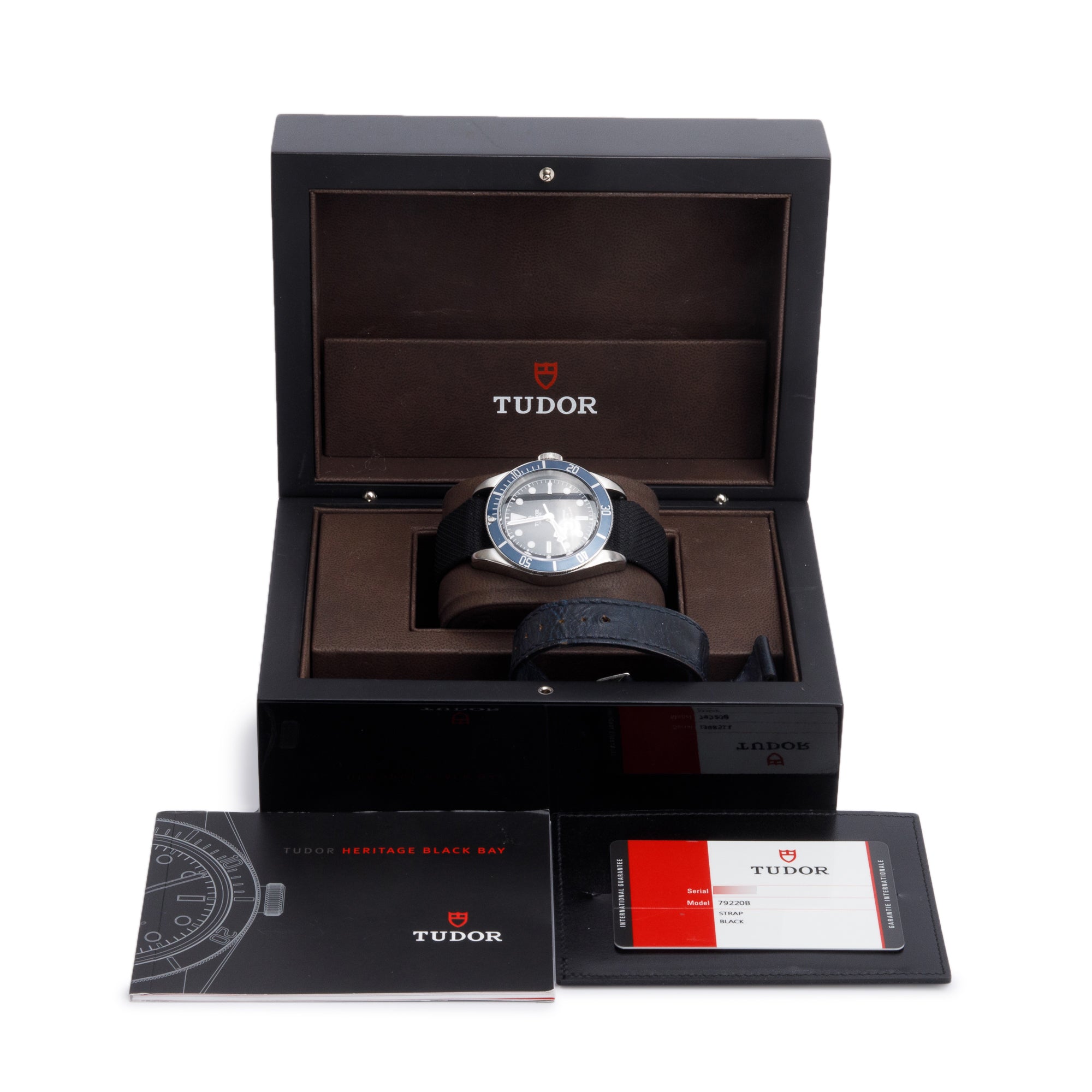 Tudor Stainless Steel Black Bay Heritage 41 MM Automatic Watch 79220B w/ Box, Papers & Extra Leather Strap