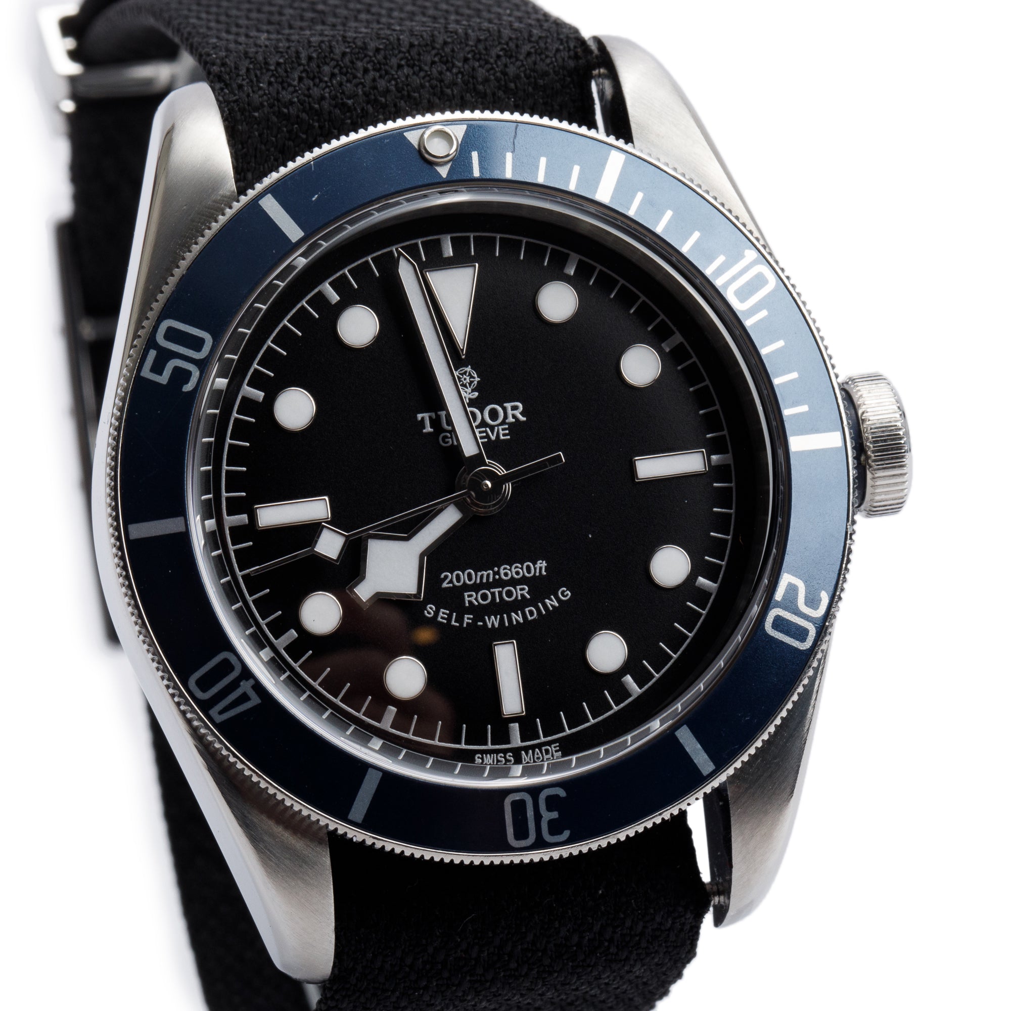 Tudor Stainless Steel Black Bay Heritage 41 MM Automatic Watch 79220B w/ Box, Papers & Extra Leather Strap