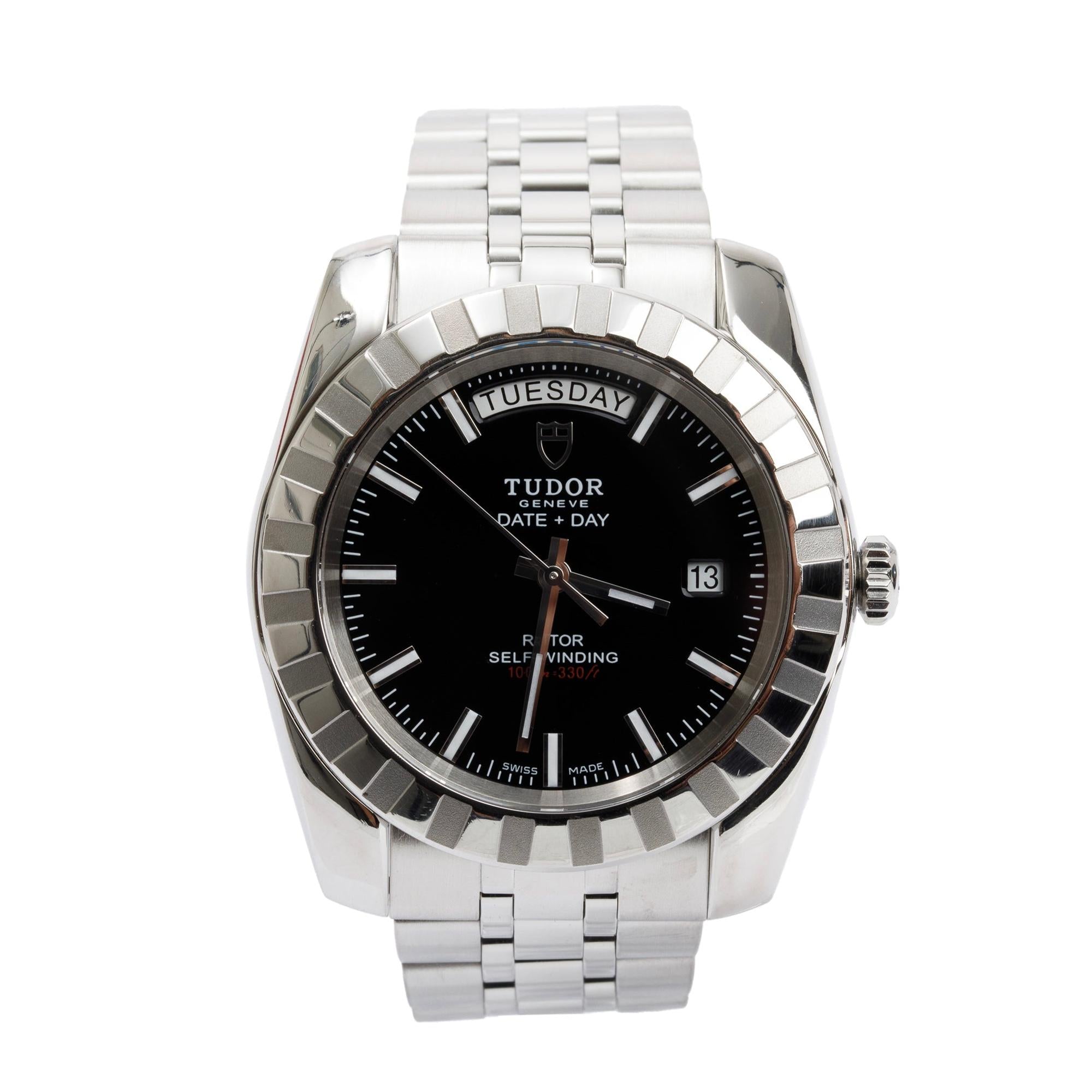 Tudor Stainless Steel Day Date 40 MM Classic Automatic Watch w/ Box & Papers