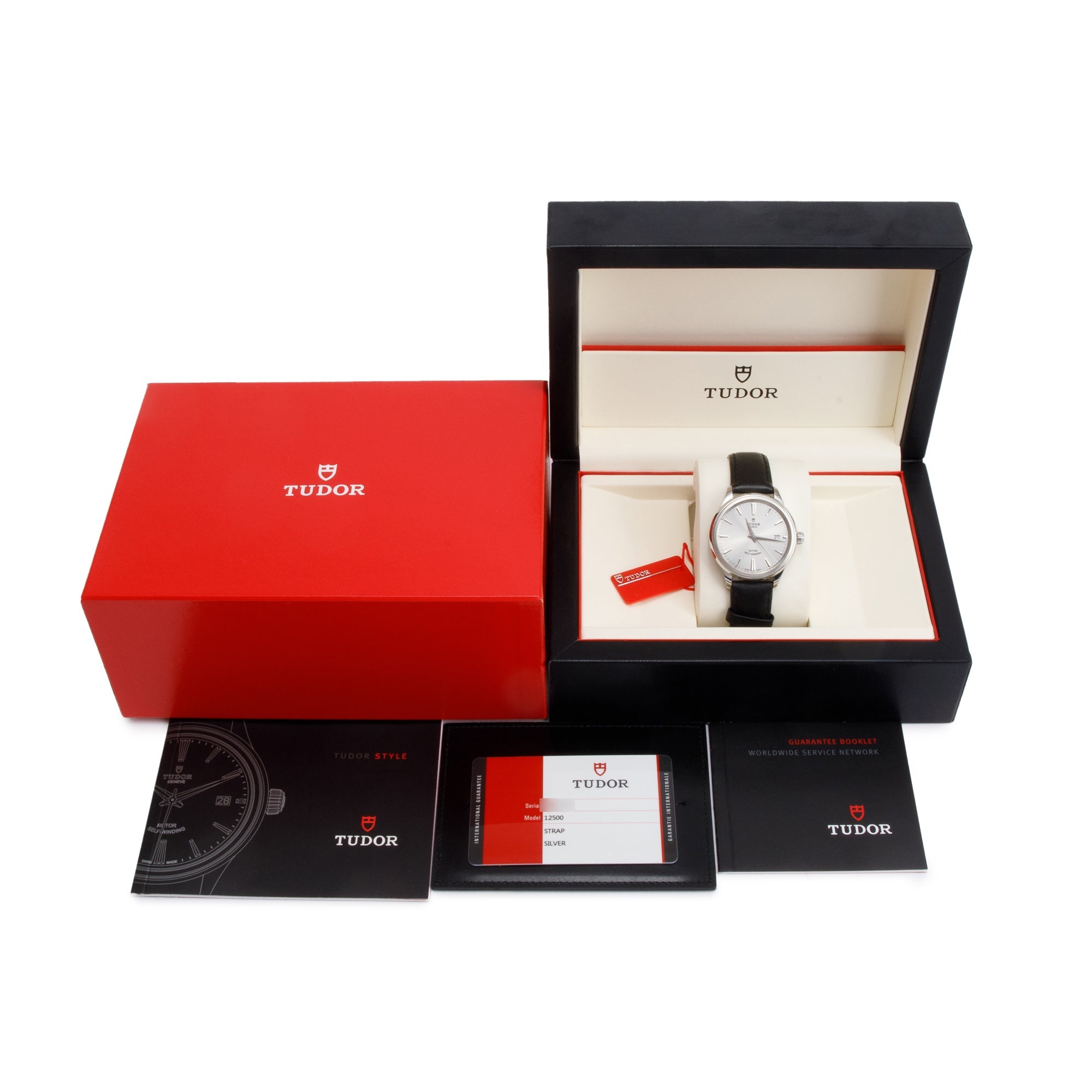 Tudor Stainless Steel Style 38 MM Automatic Watch 12500 w/ Box & Papers