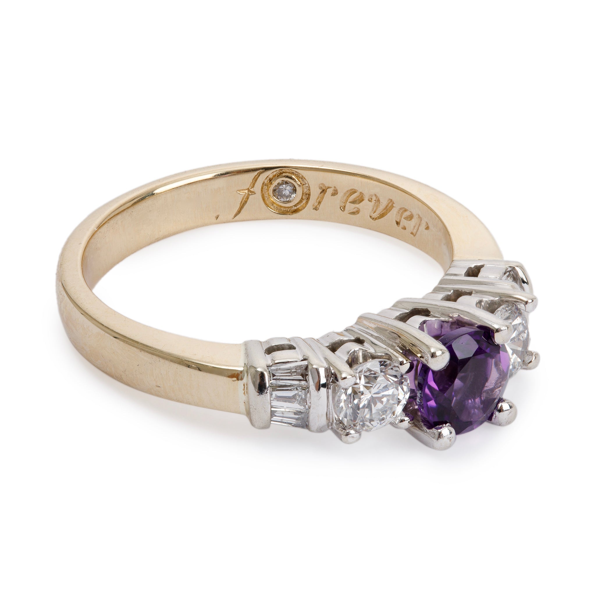 Two-Tone Amethyst and Diamond Ring