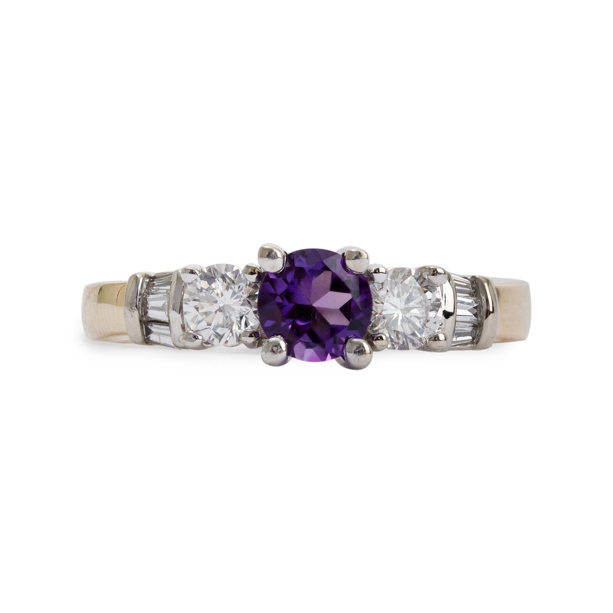 Two-Tone Amethyst and Diamond Ring