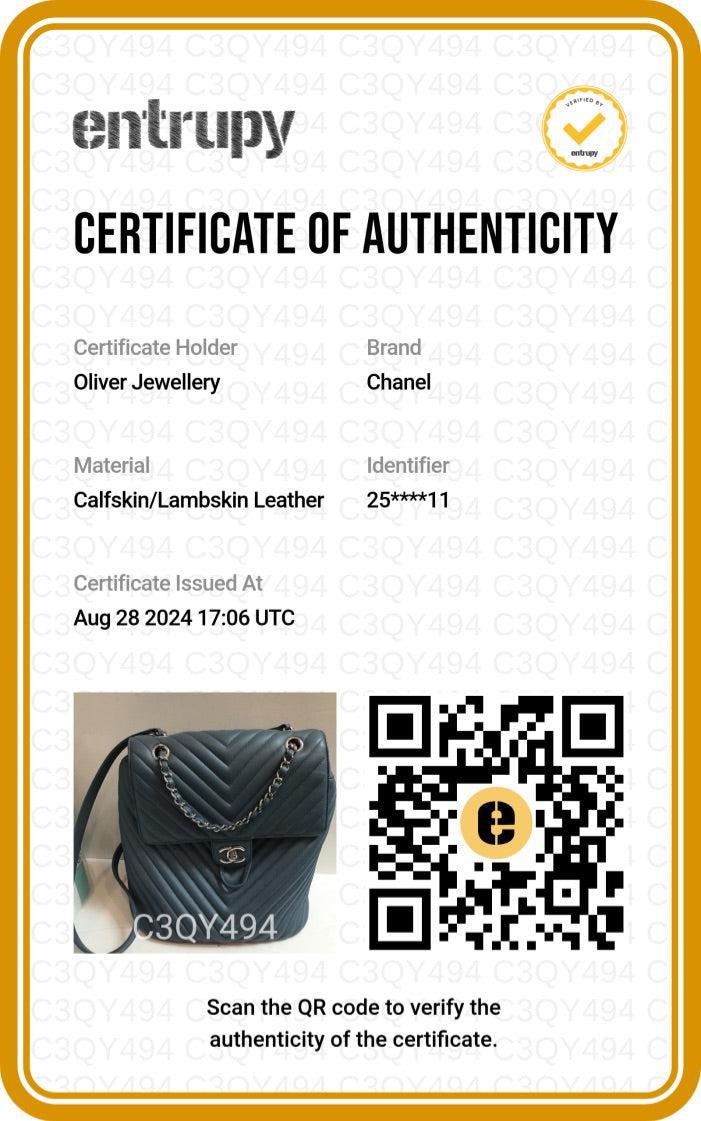Chanel Blue Chevron Quilted Lambskin Leather Small Urban Spirit Backpack w/ Authenticity Card