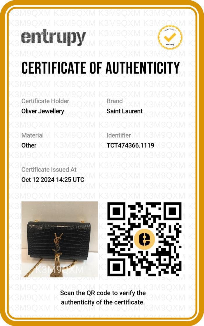 Saint Laurent Black Croc-Embossed Leather Small Kate Tassel Bag w/ Box