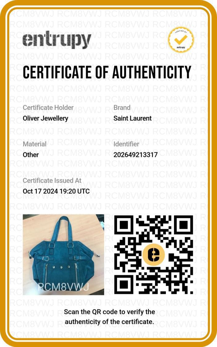 Saint Laurent Green Python Embossed Suede Small Downtown Tote