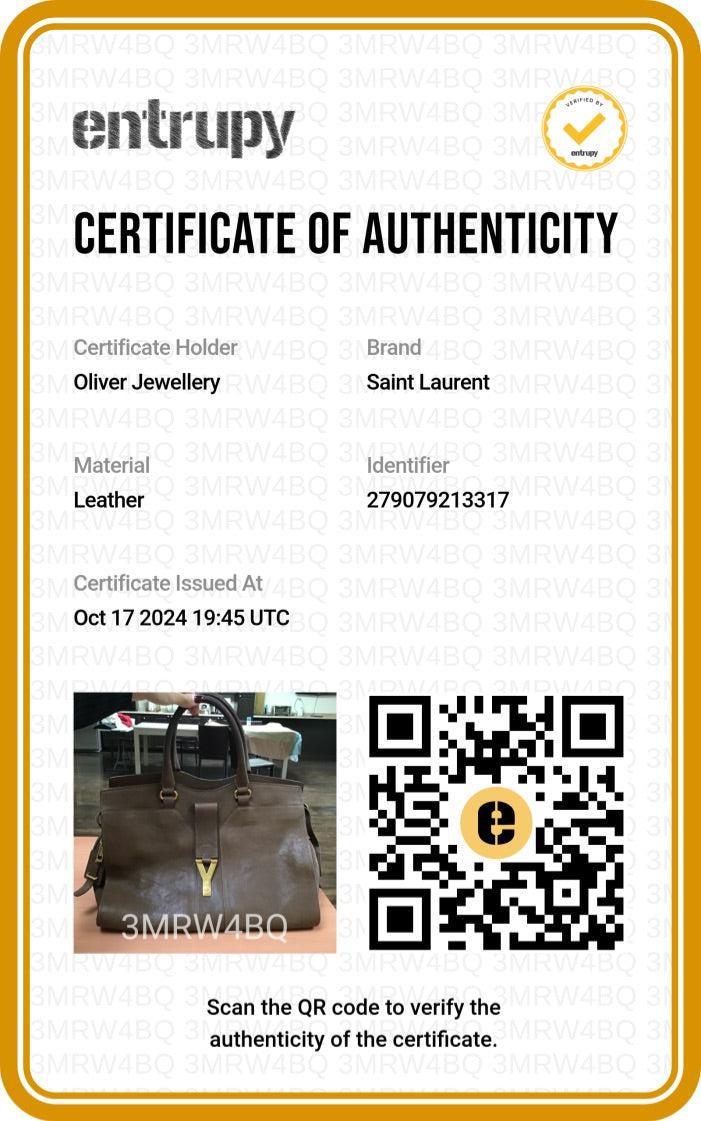 Saint Laurent Brown Calfskin Leather Medium Chyc Cabas Tote Bag