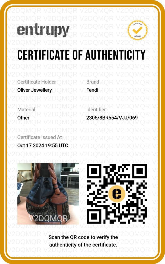 Fendi Brown FF Zucca Canvas Brown Leather Trim Small Palazzo Drawstring Bucket Bag