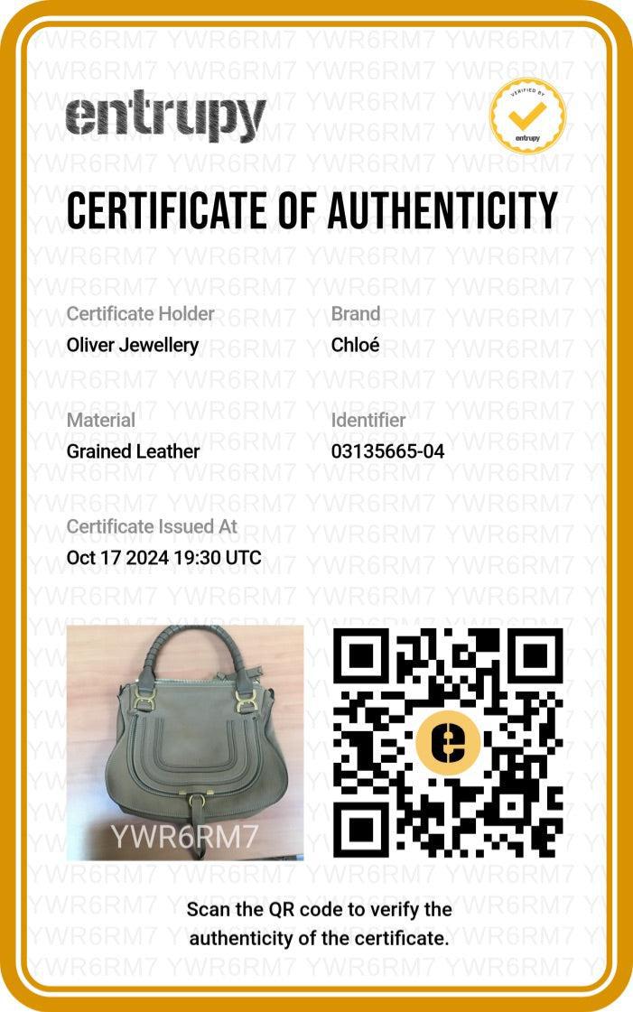 Chloe Brown Calfskin Leather Medium Marcie Shoulder Bag w/ Strap & Authenticity Card