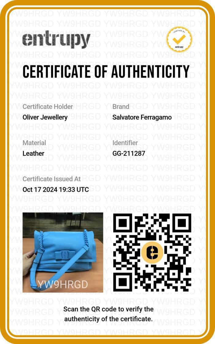 Ferragamo Blue Soft Leather Viva Bow Puffer Shoulder Bag