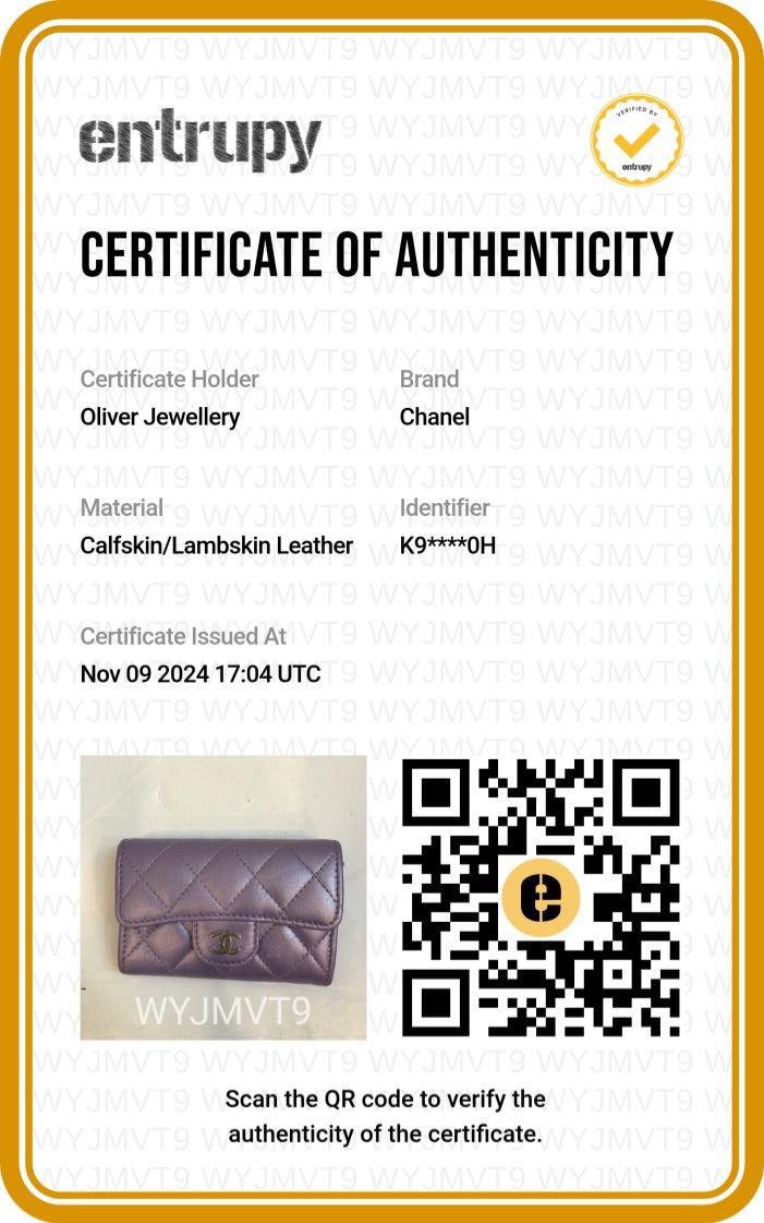 Chanel 2023 Purple Iridescent Lambskin Leather Classic Flap Card Holder