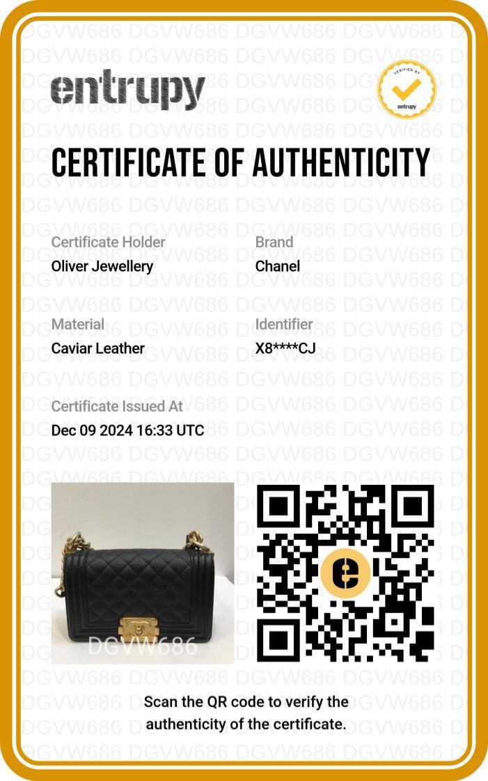 Chanel 2022 Black Caviar Leather Small Boy Bag