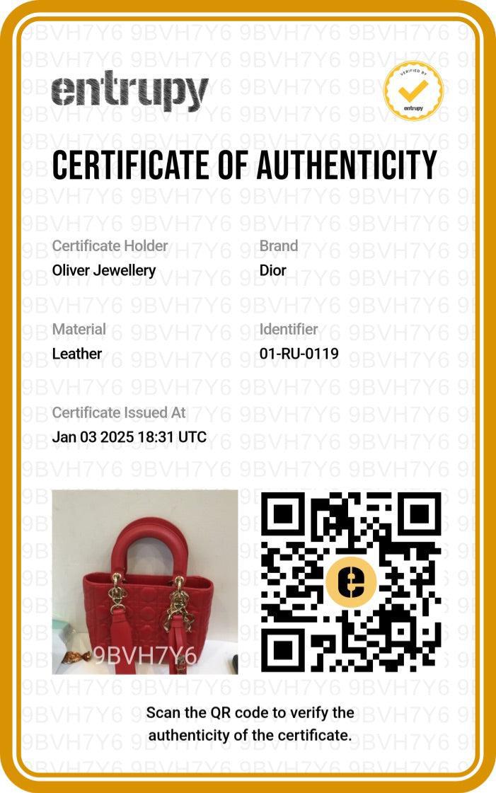 Christian Dior Red Cannage Lambskin Leather Small Lady Dior My AbCDior Bag w/ Strap & Box