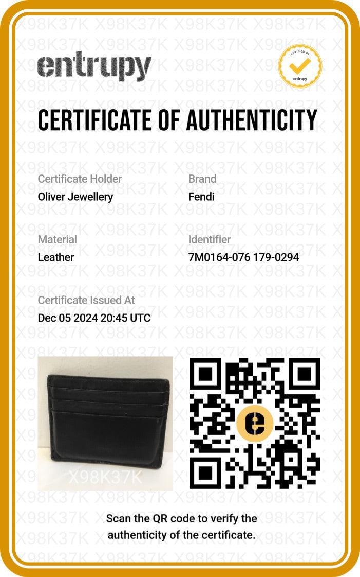 Fendi Black Calfskin Leather Monster Motif Card Case