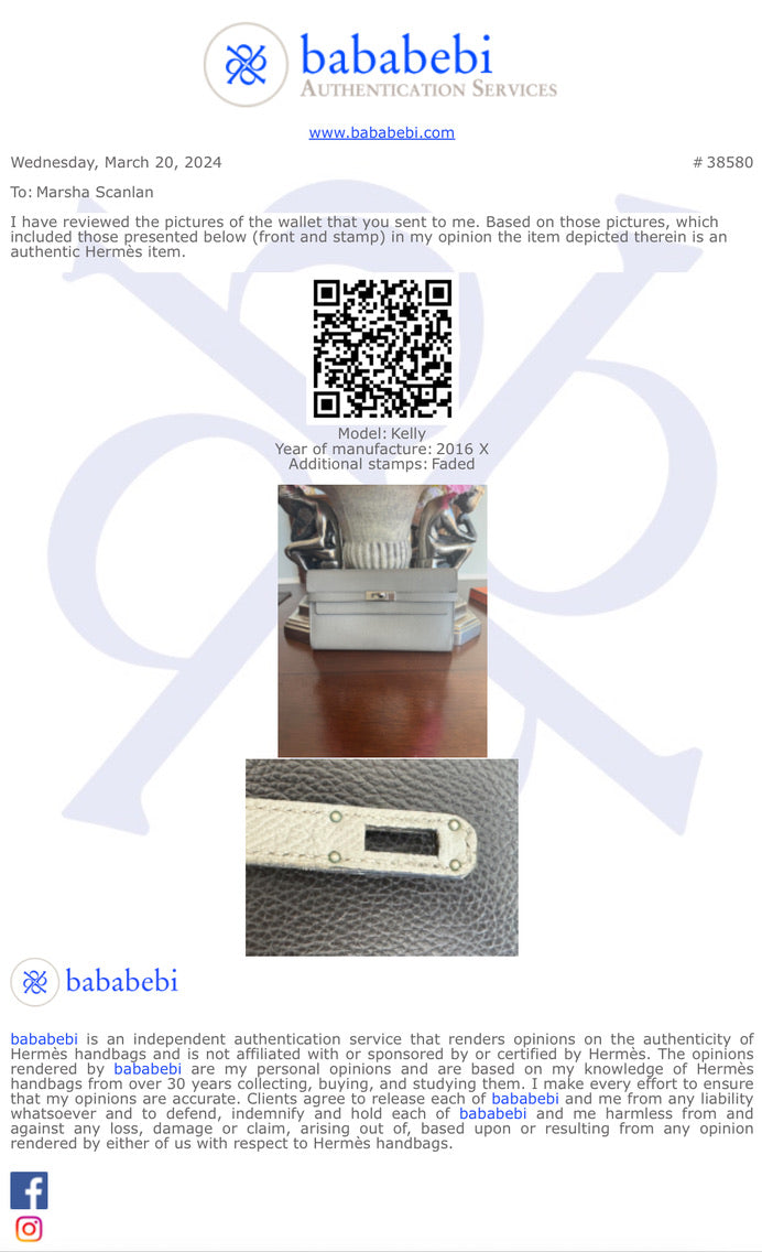 Hermes Gris Mouette Epsom Leather Classic Kelly Longue Wallet