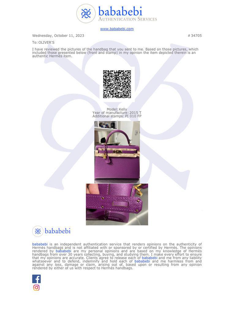 Hermes Anemone Epsom Kelly Sellier II 32 w/ Strap, Box & Receipt