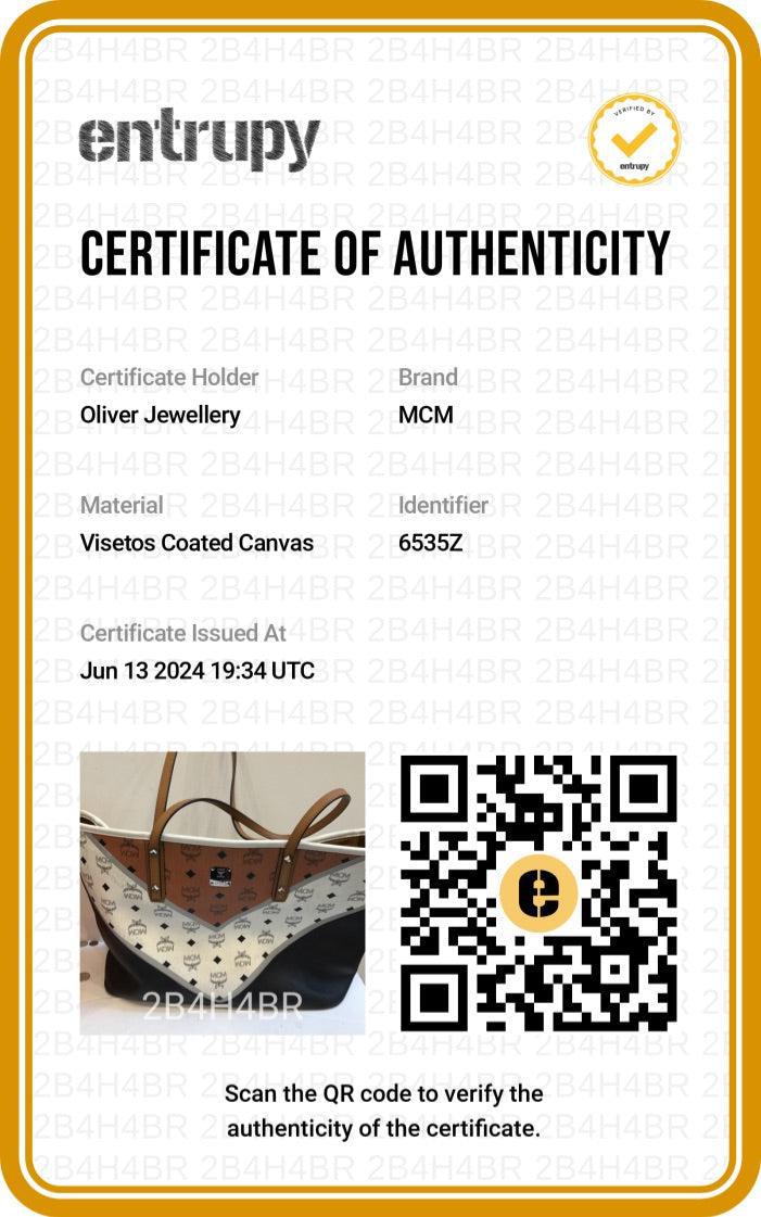 MCM White & Cognac Visetos Black Leather Anya Shopper Tote