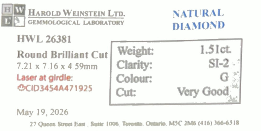 Natural 1.51 ct. Round Cut Loose Diamond