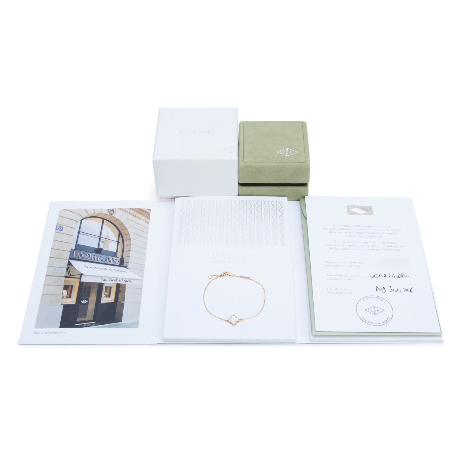 Van Cleef & Arpels 2026 18k Yellow Gold Sweet Alhambra 1 Motif Mother of Pearl Bracelet w/ Box & Certificate