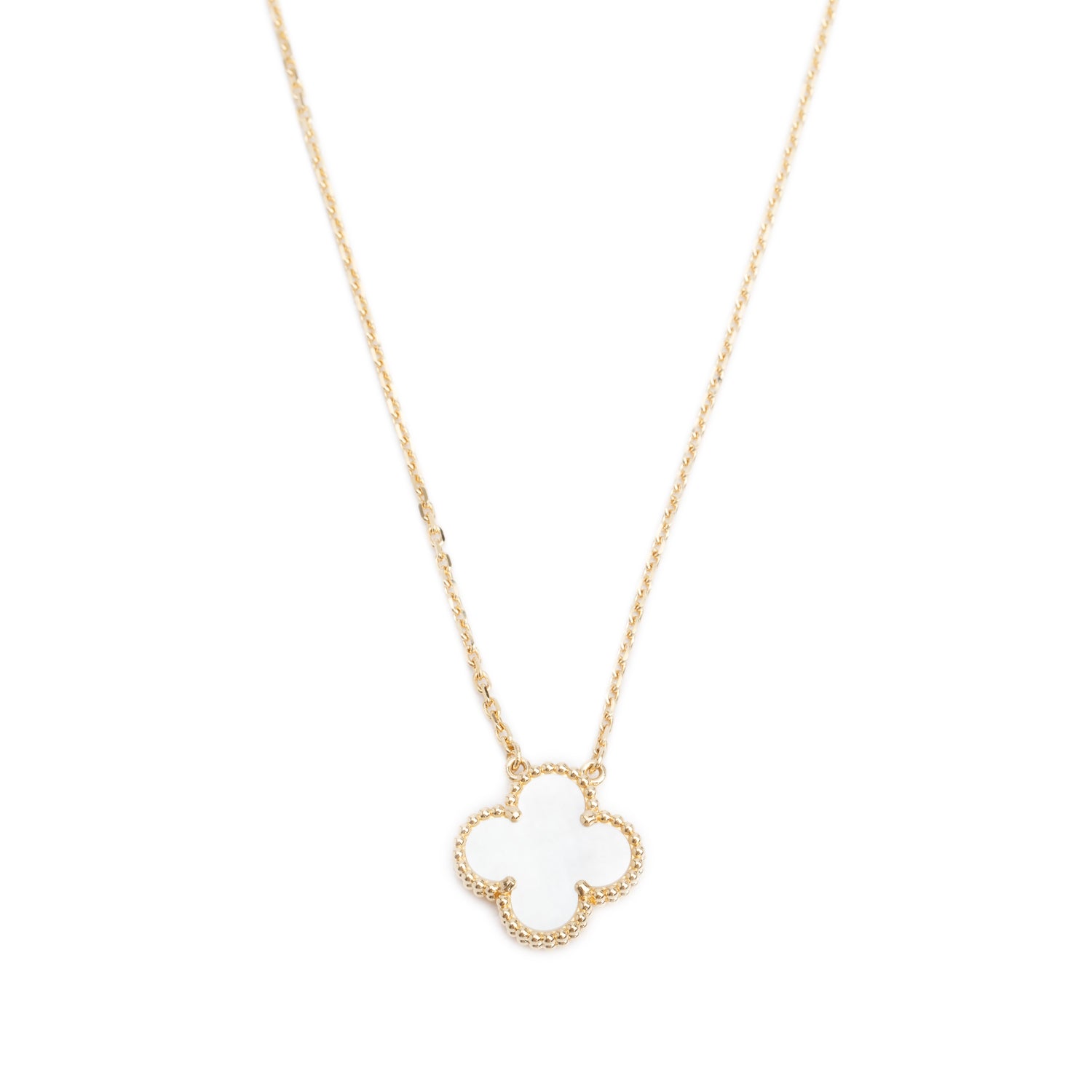 Van Cleef & Arpels 2025 18k Yellow Gold Vintage Alhambra Mother of Pearl Pendant Necklace w/ Box & Certificate