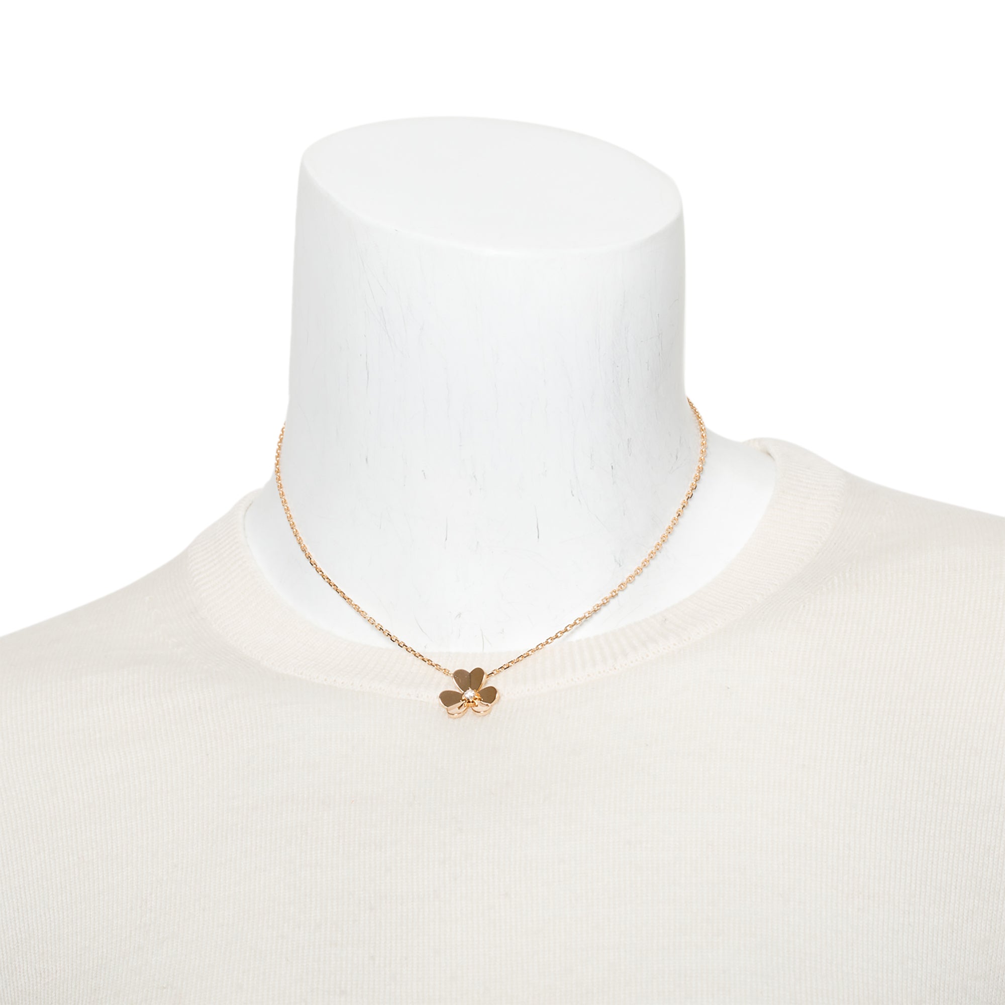 Van Cleef & Arpels 2024 18k Rose Gold Diamond Frivole Pendant Necklace,Small Model w/ Box, Receipt & Certificate