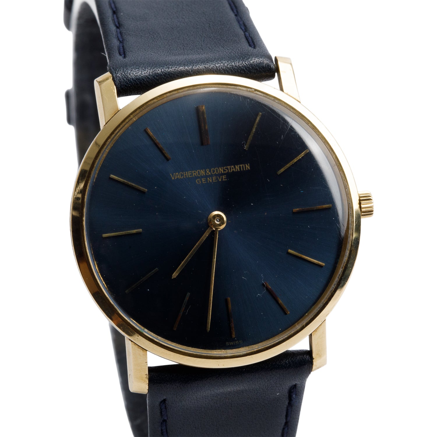 Vacheron Constantin Vintage 18k Yellow Gold Patrimony 32 Watch Blue Dial