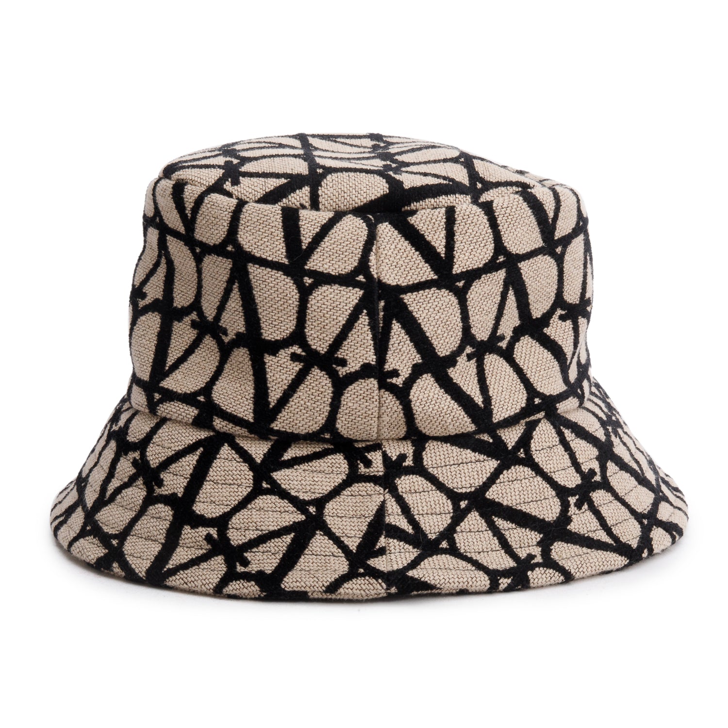 Valentino Beige Black Cotton Toile Iconographe Bucket Hat, Size M