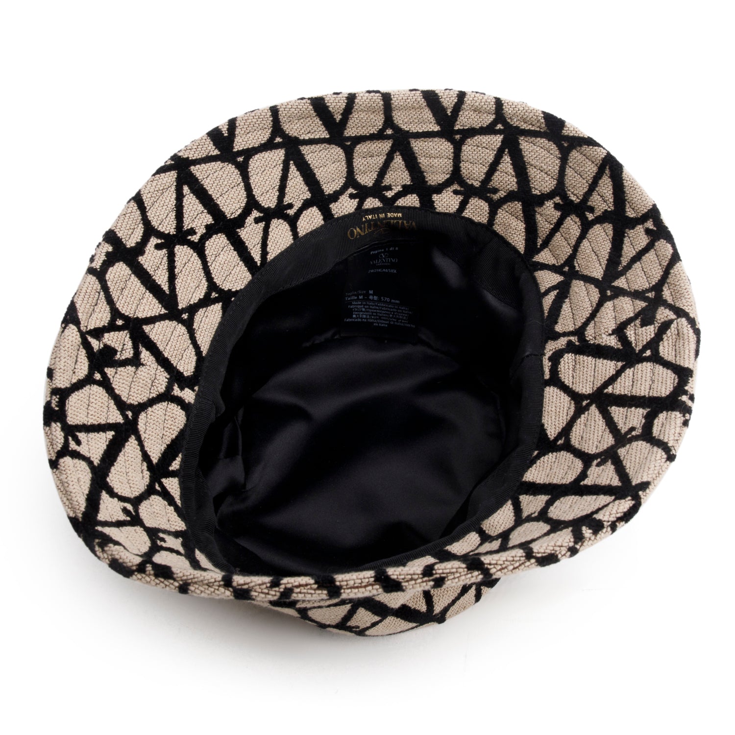 Valentino Beige Black Cotton Toile Iconographe Bucket Hat, Size M
