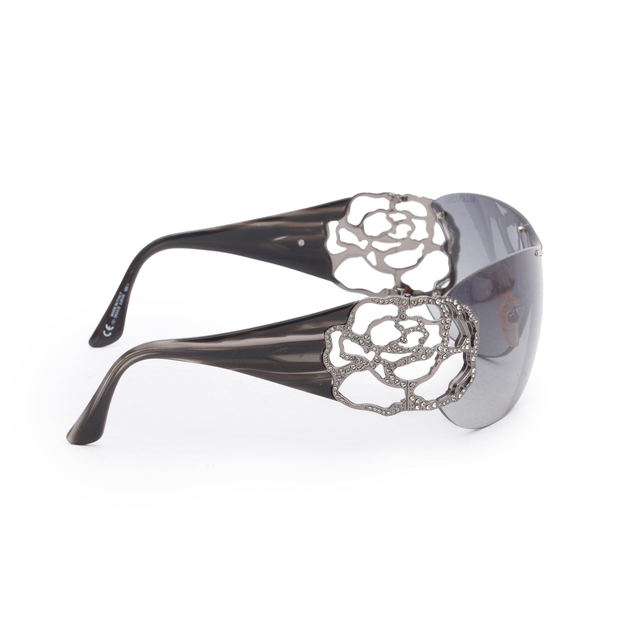Valentino 5624/S Black Acetate Crystal Flower Shield Sunglasses w/ Case