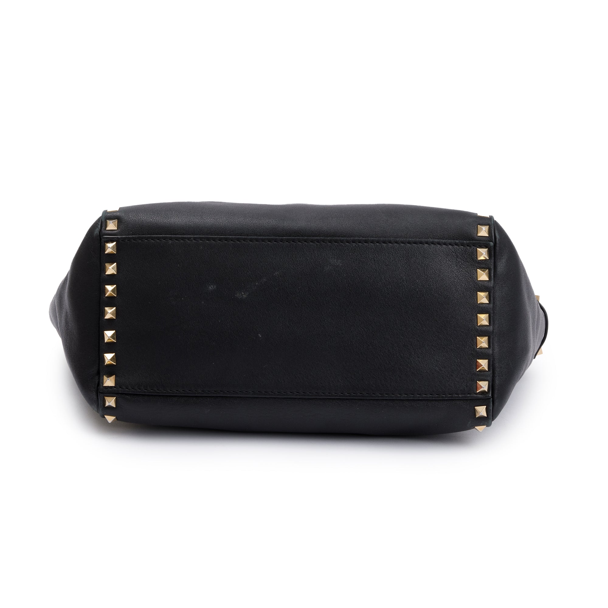 Valentino Black Calfskin Leather Medium Rockstud Tote Bag w/ Strap