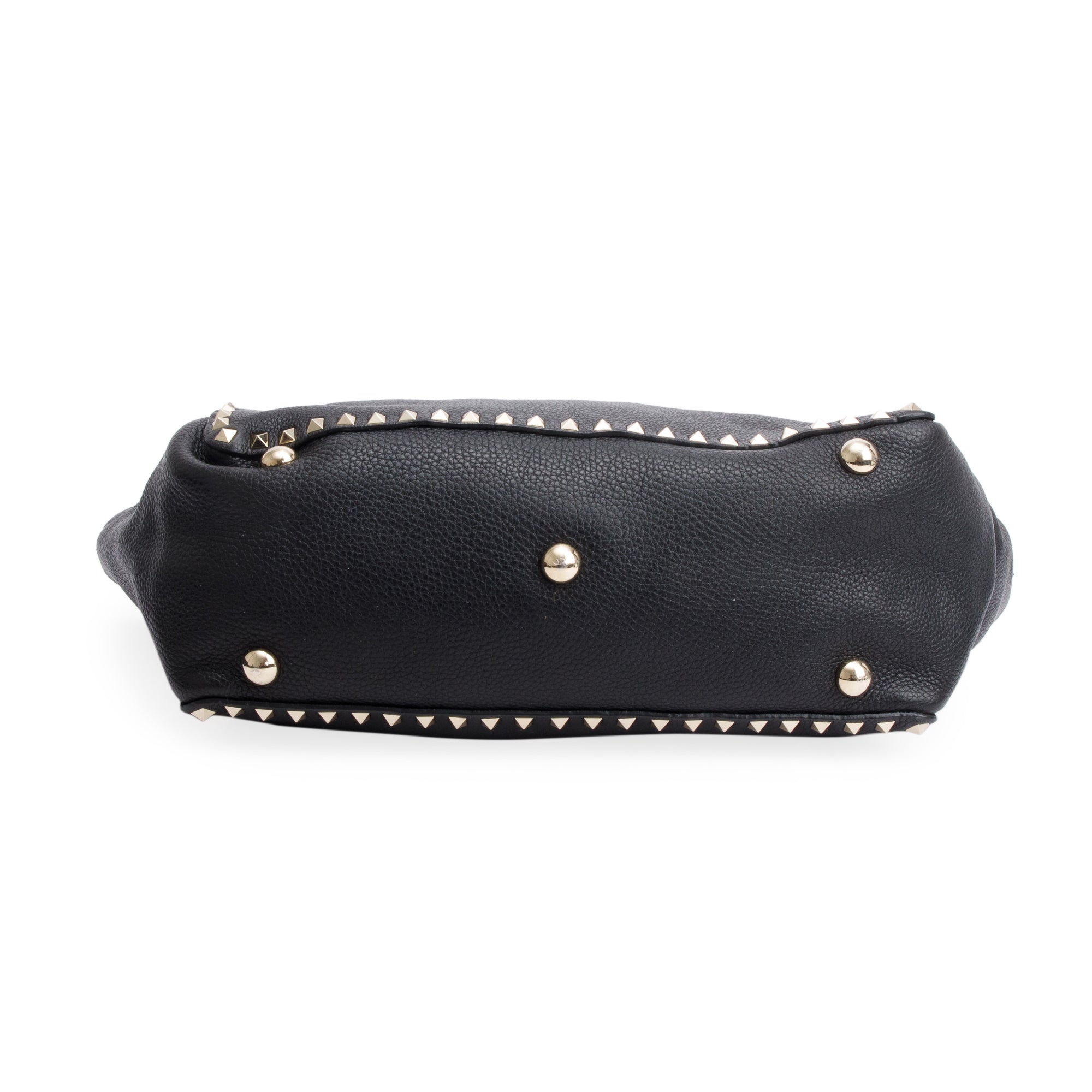 Valentino Black Calfskin Leather Medium Rockstud Tote Bag w/ Strap