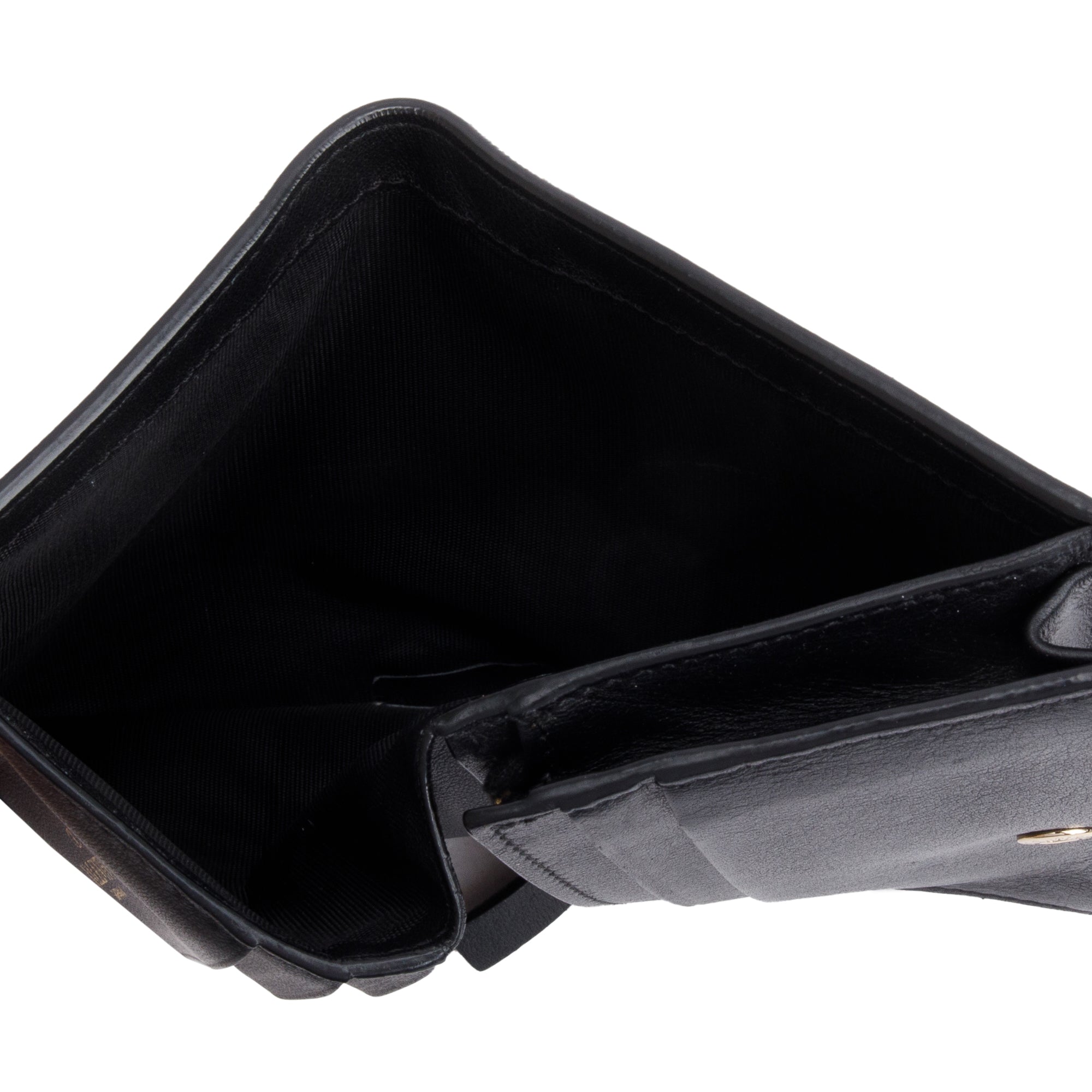 Valentino Black Calfskin Leather Rockstud Compact Wallet