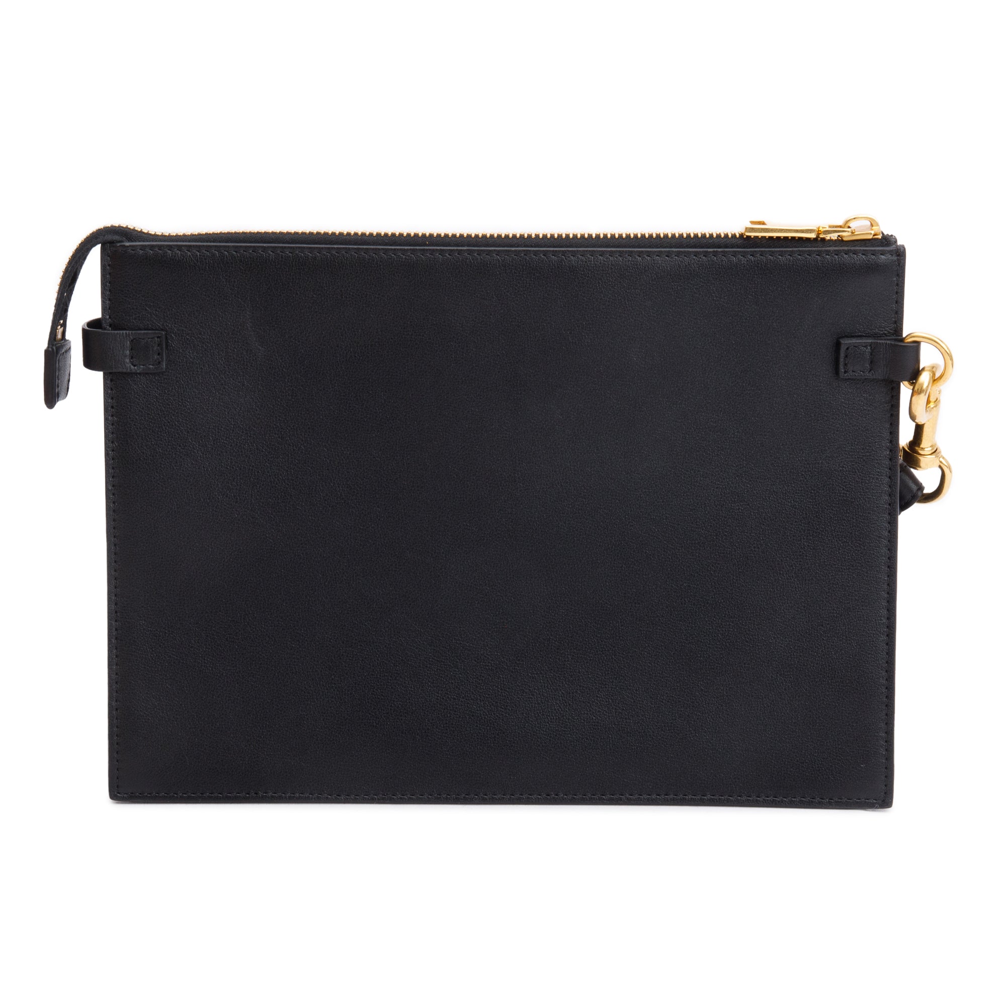 Valentino Black Calfskin Leather Signature Vlogo Pouch w/ Box