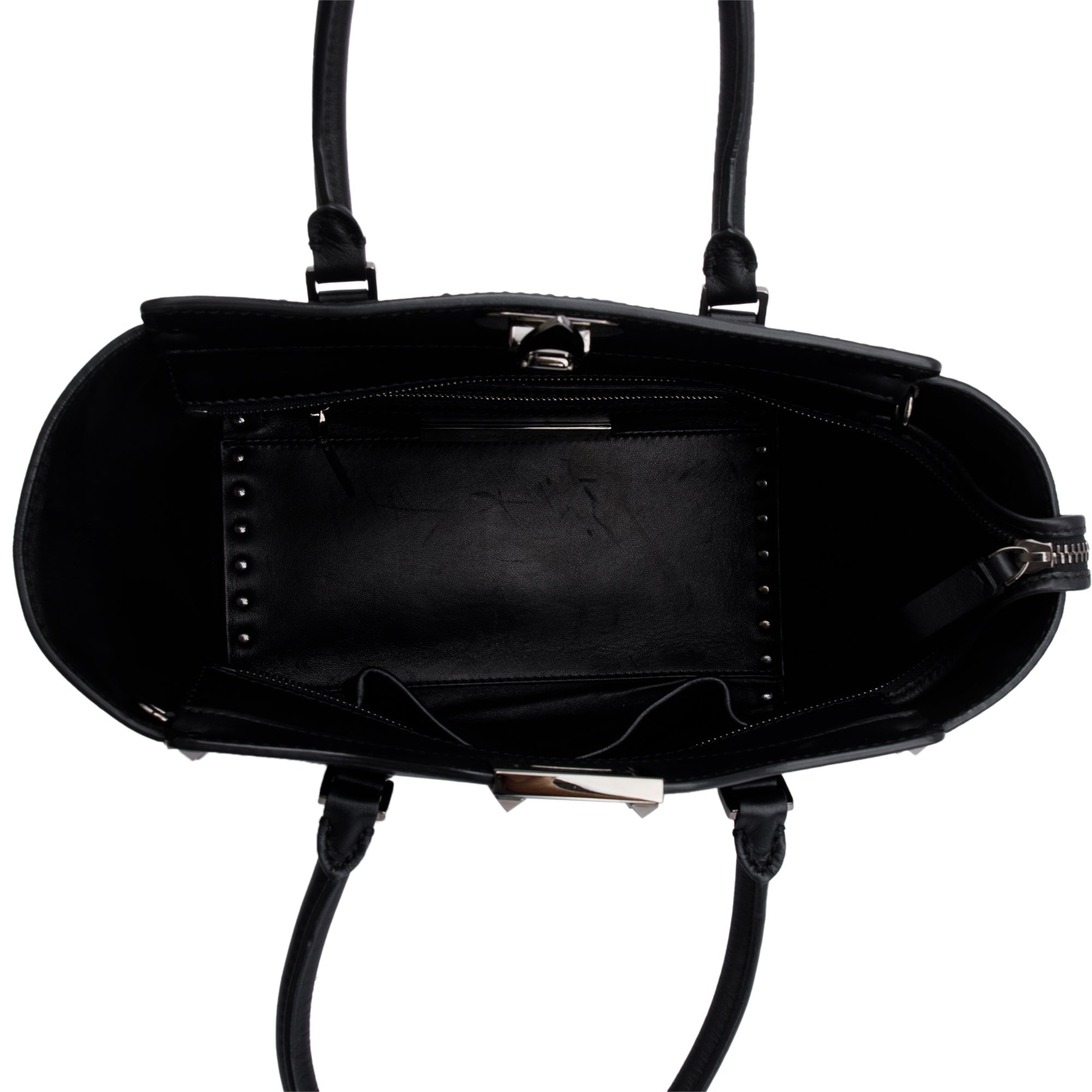 Valentino Black Calfskin Leather Small Rockstud Tote Bag w/ Strap