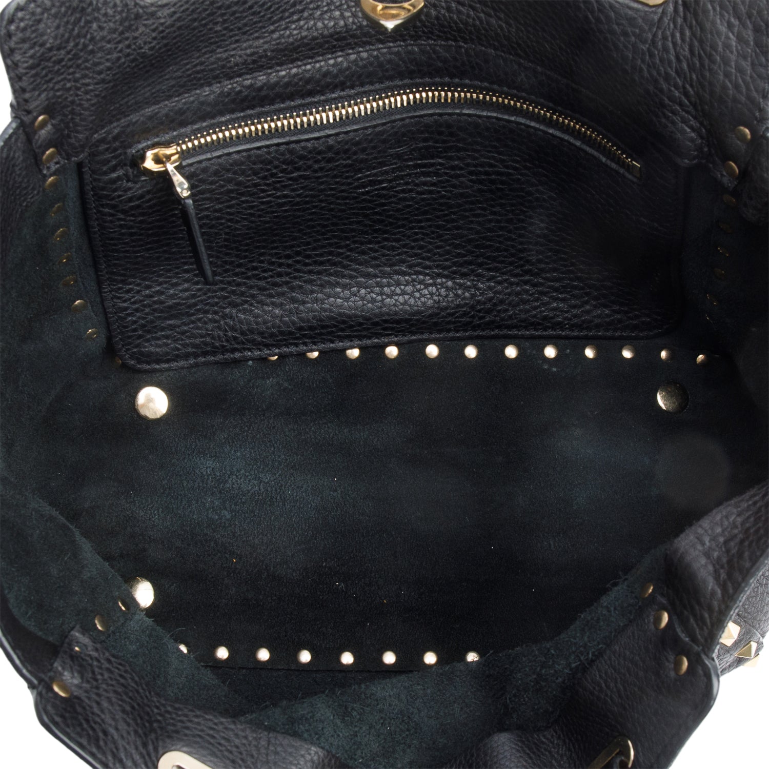 Valentino Black Calfskin Leather Small Rockstud Tote Bag w/ Strap