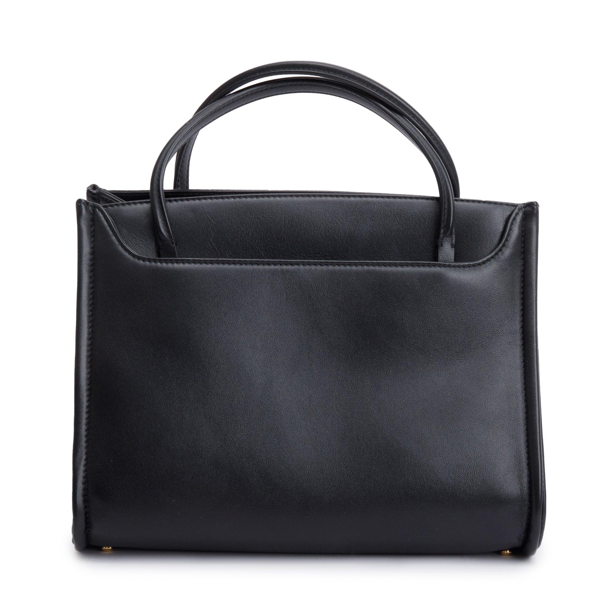 Valentino Black Calfskin Leather Small Vlogo Locker Satchel w/ Strap
