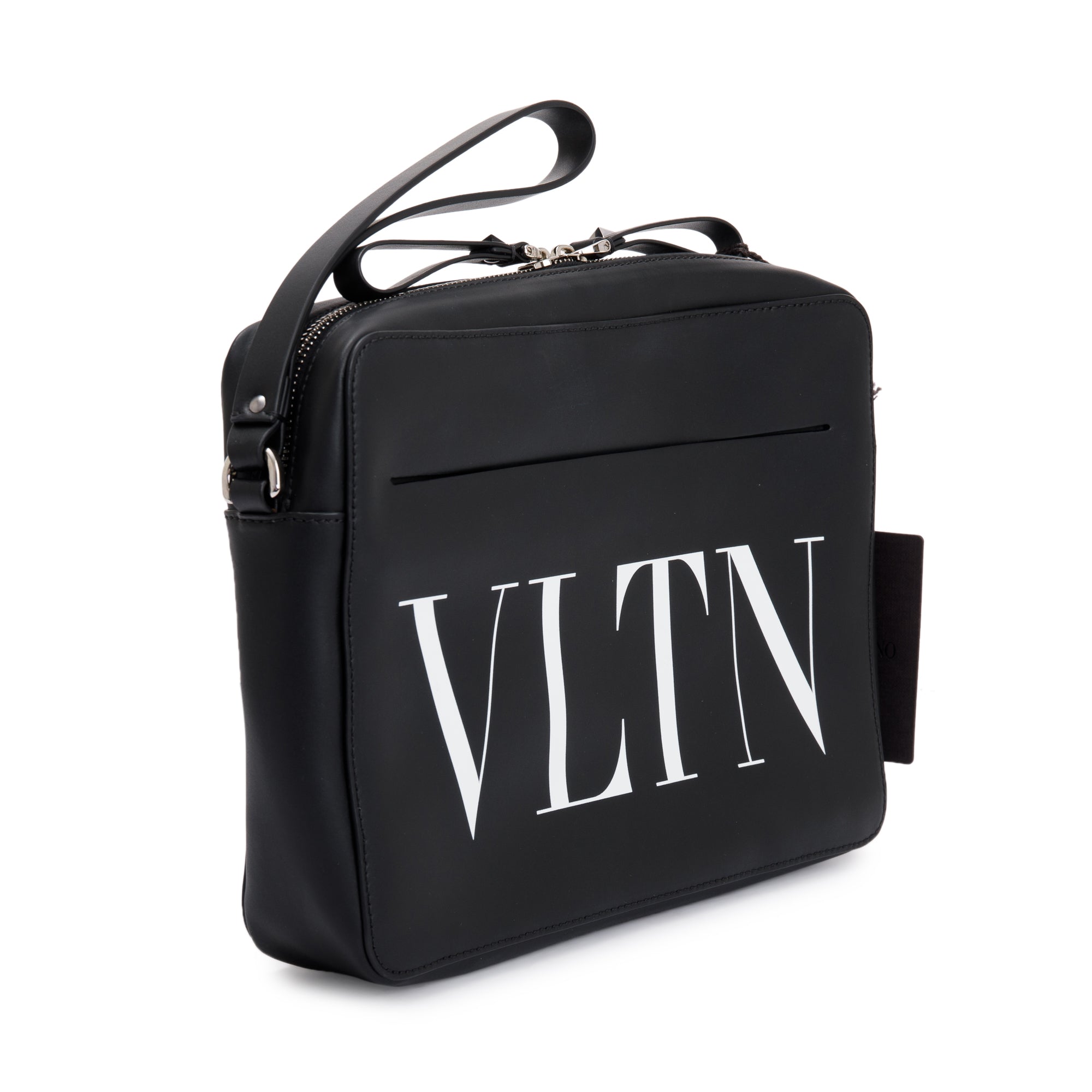 Valentino Black Calfskin Leather VLTN Clutch