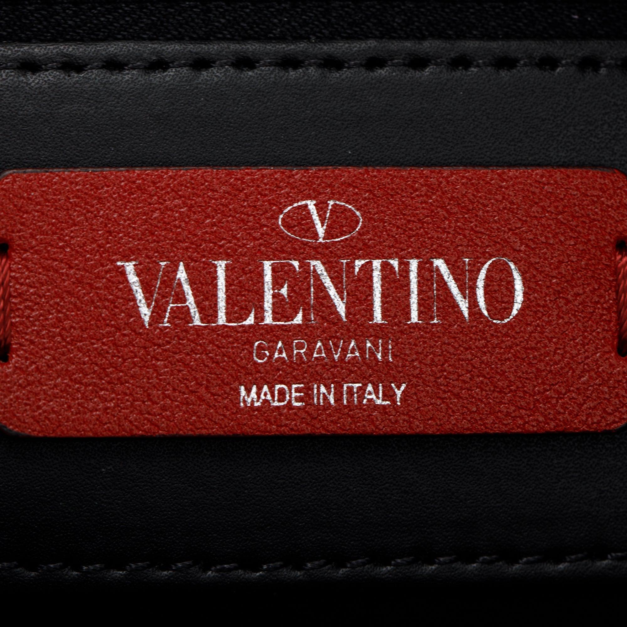 Valentino Black Calfskin Leather VLTN Clutch