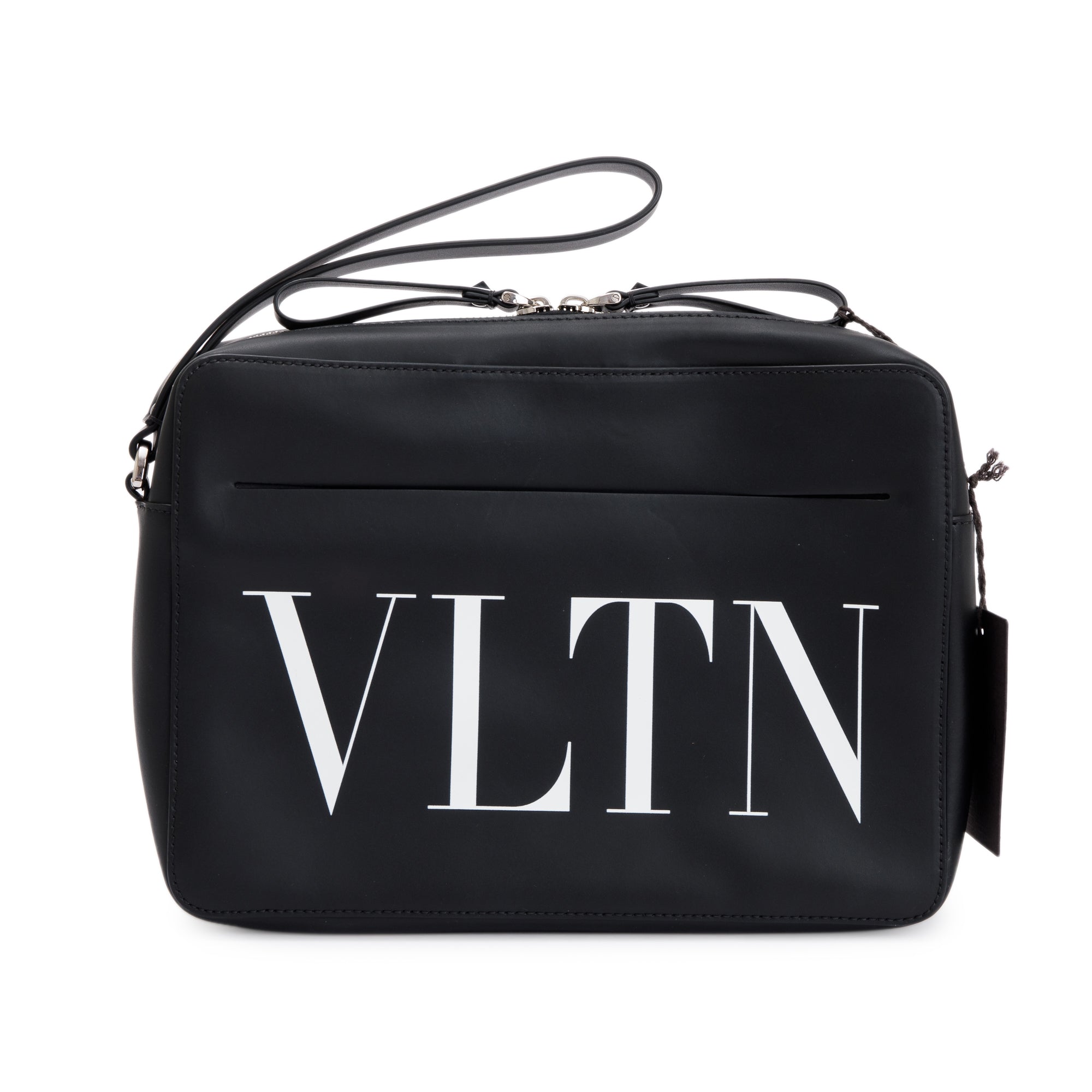 Valentino Black Calfskin Leather VLTN Clutch