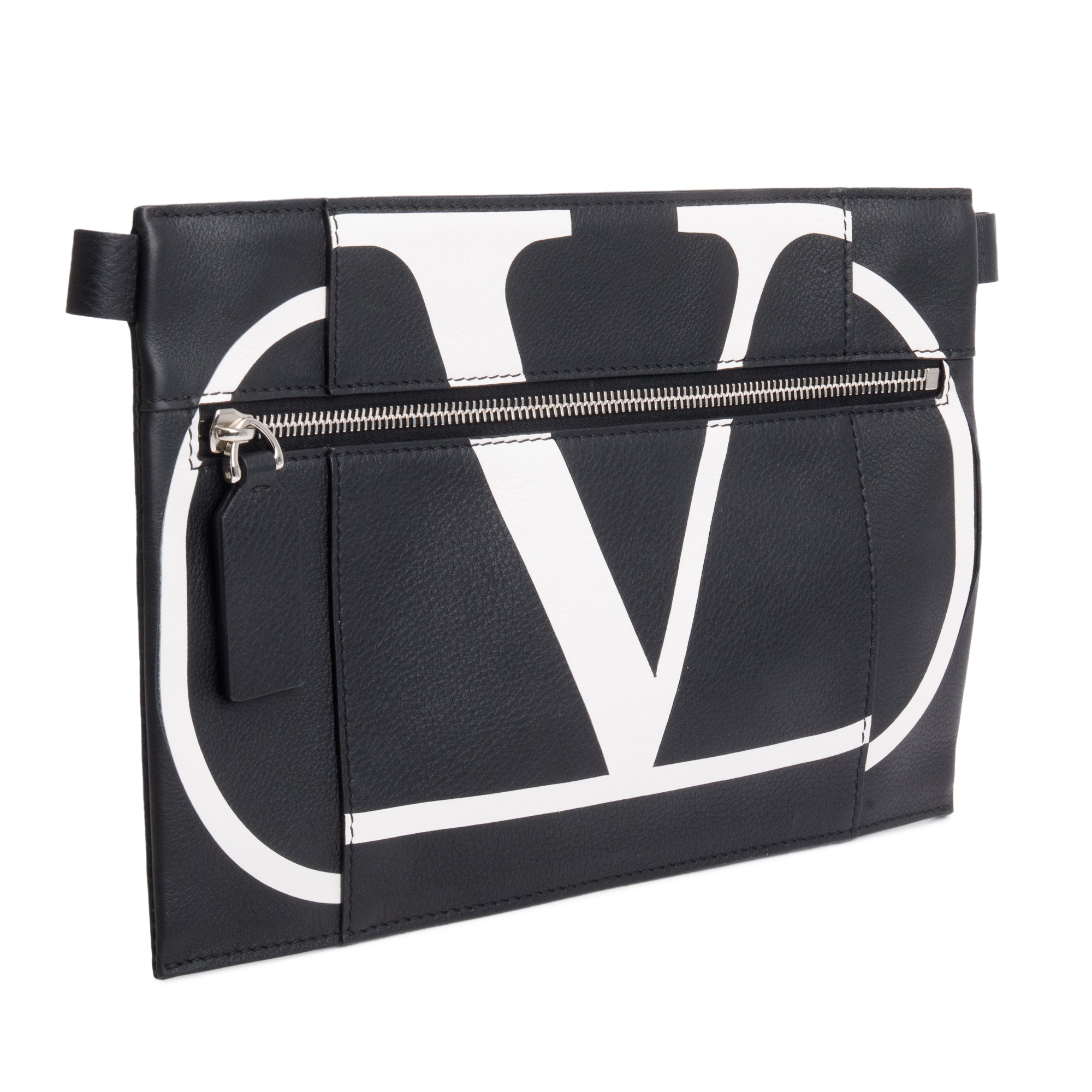 Valentino Black Calfskin Leather VLTN Messenger Pouch
