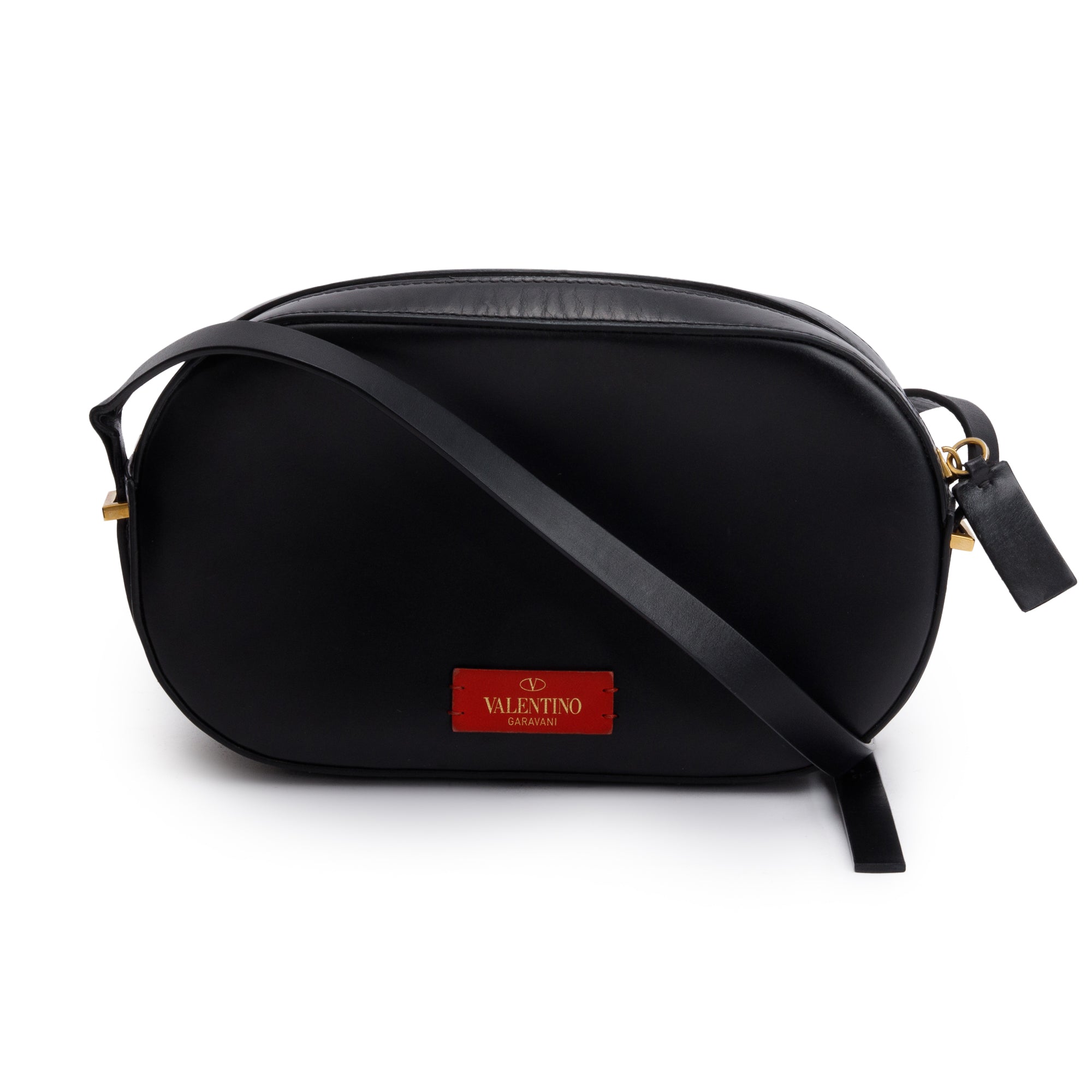 Valentino Black Calfskin Leather Vlogo Walk Crossbody Bag